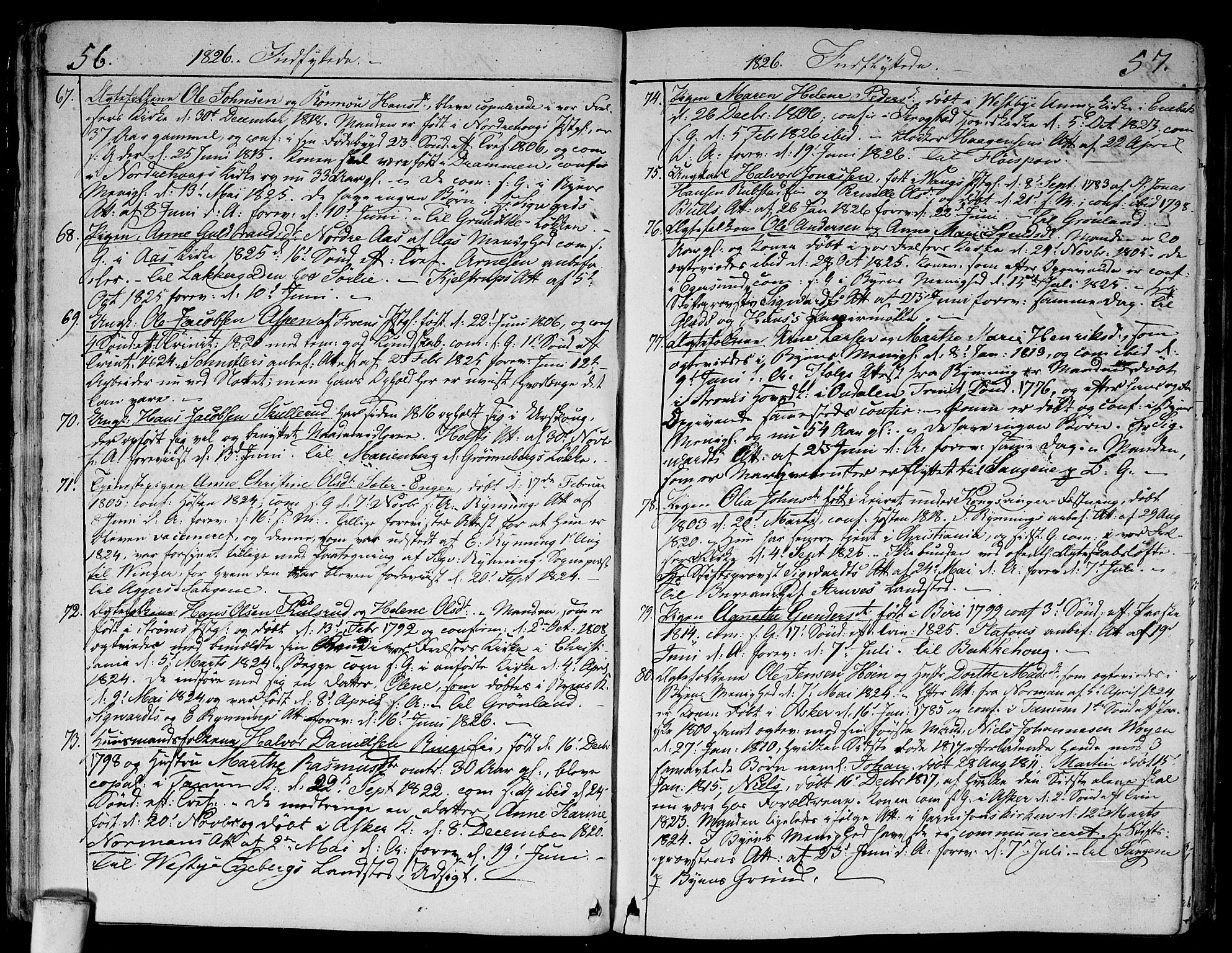 Aker prestekontor kirkebøker, AV/SAO-A-10861/F/L0014b: Parish register (official) no. 14B, 1820-1834, p. 56-57