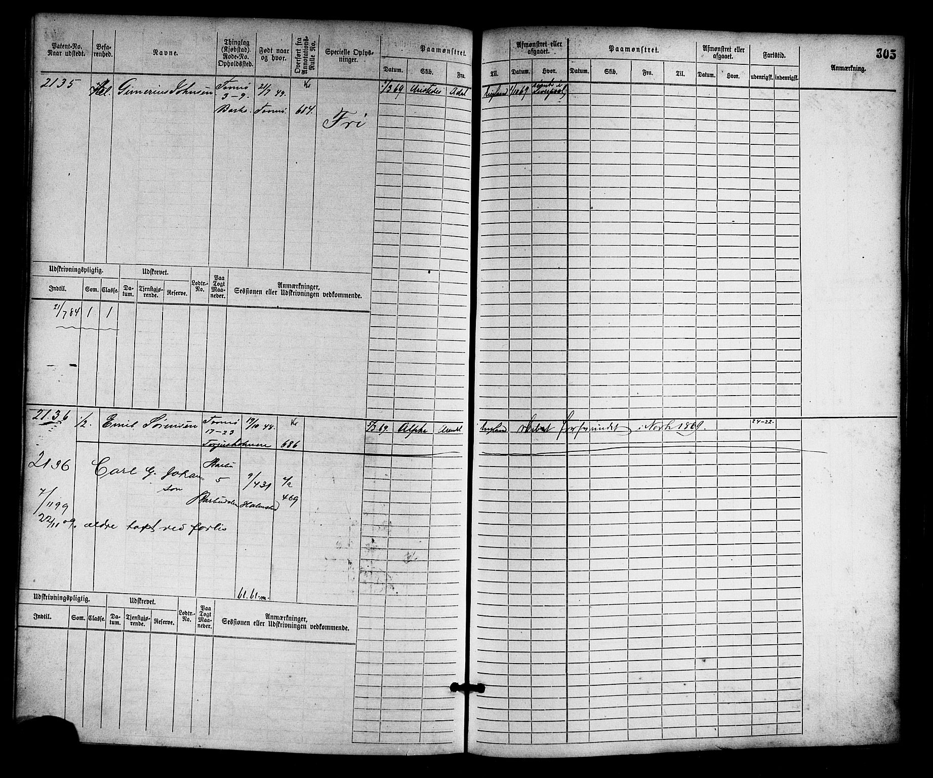 Arendal mønstringskrets, AV/SAK-2031-0012/F/Fb/L0012: Hovedrulle nr 1529-2290, S-10, 1868-1885, p. 315