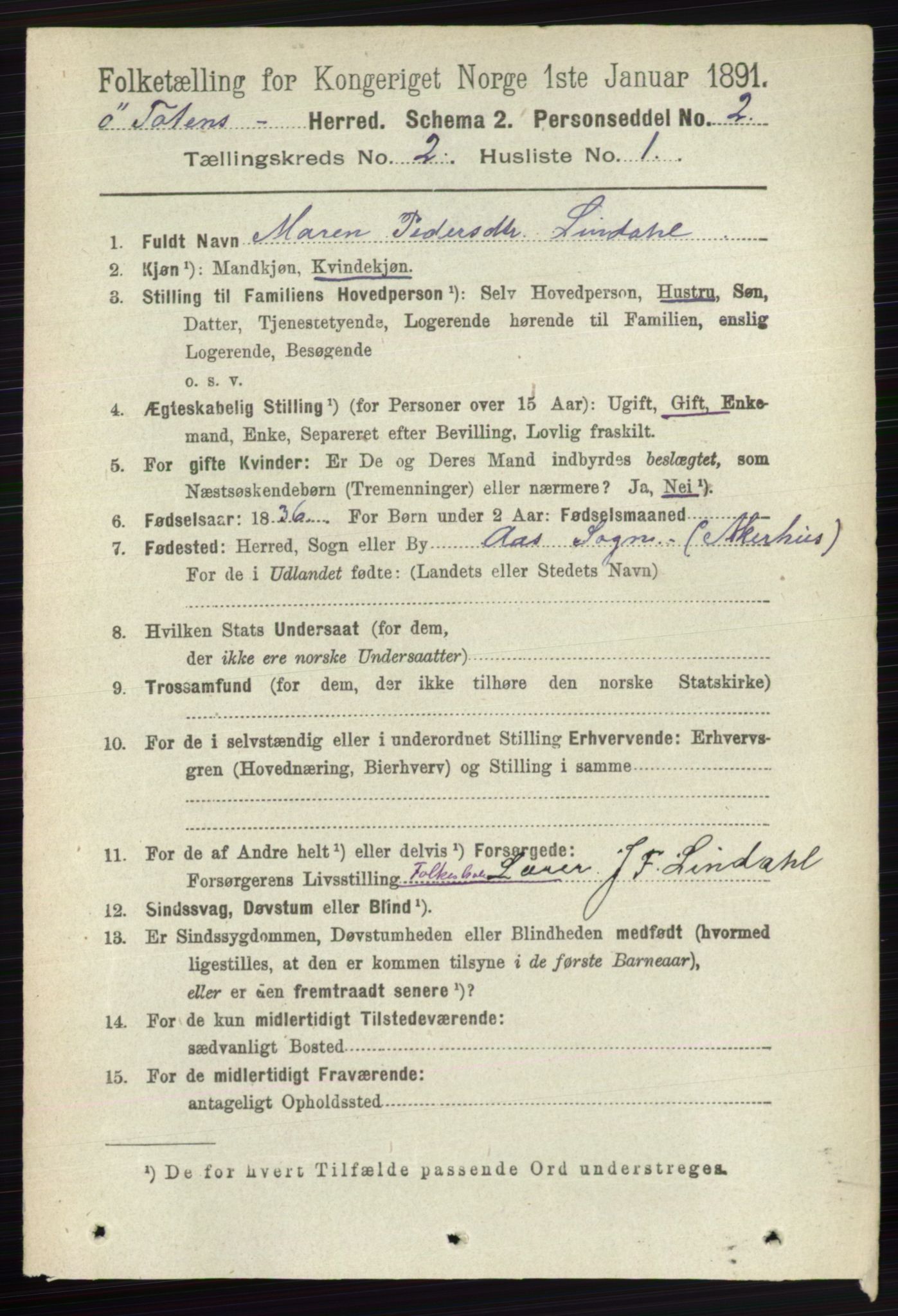 RA, 1891 census for 0528 Østre Toten, 1891, p. 795