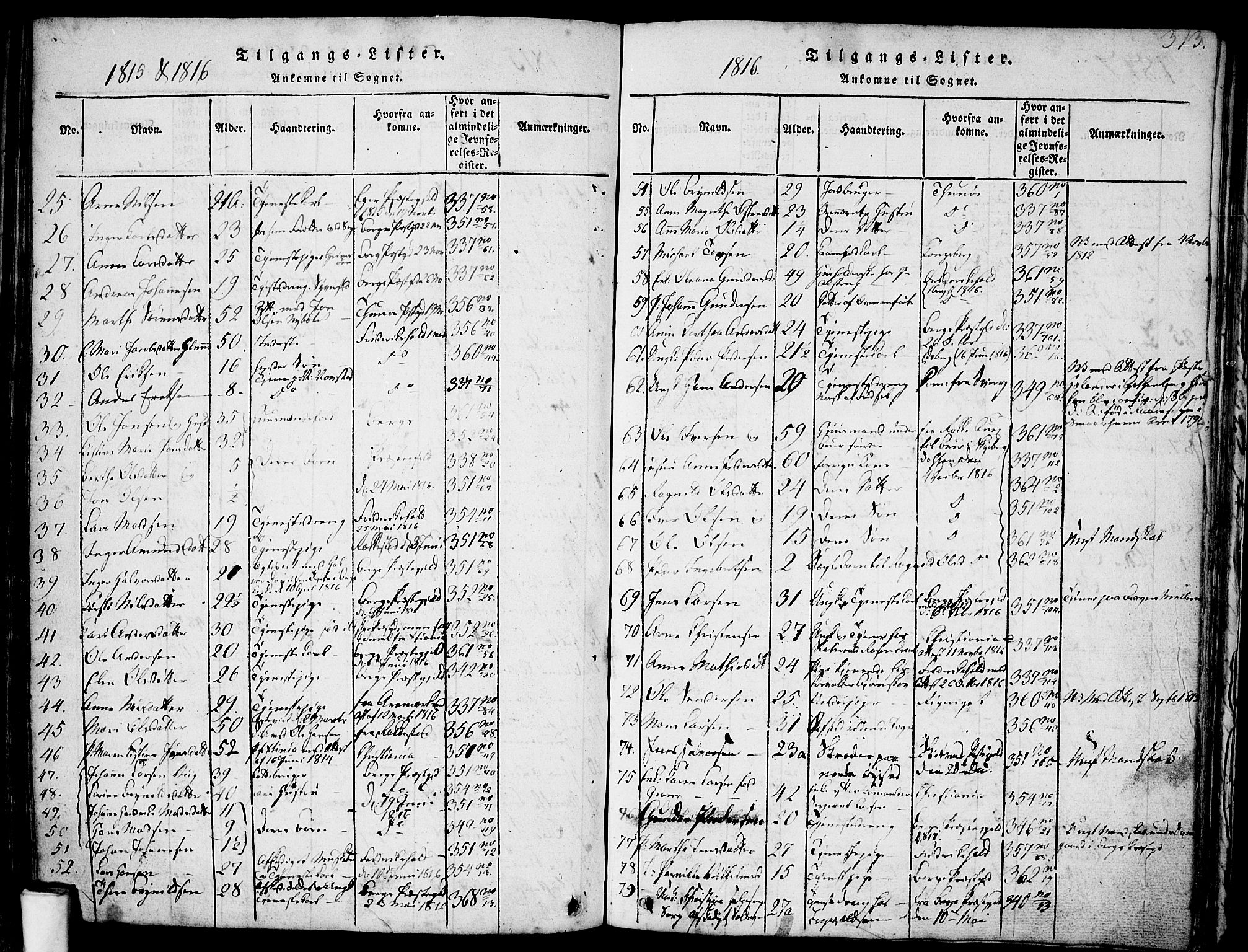 Skjeberg prestekontor Kirkebøker, SAO/A-10923/F/Fa/L0004: Parish register (official) no. I 4, 1815-1830, p. 313