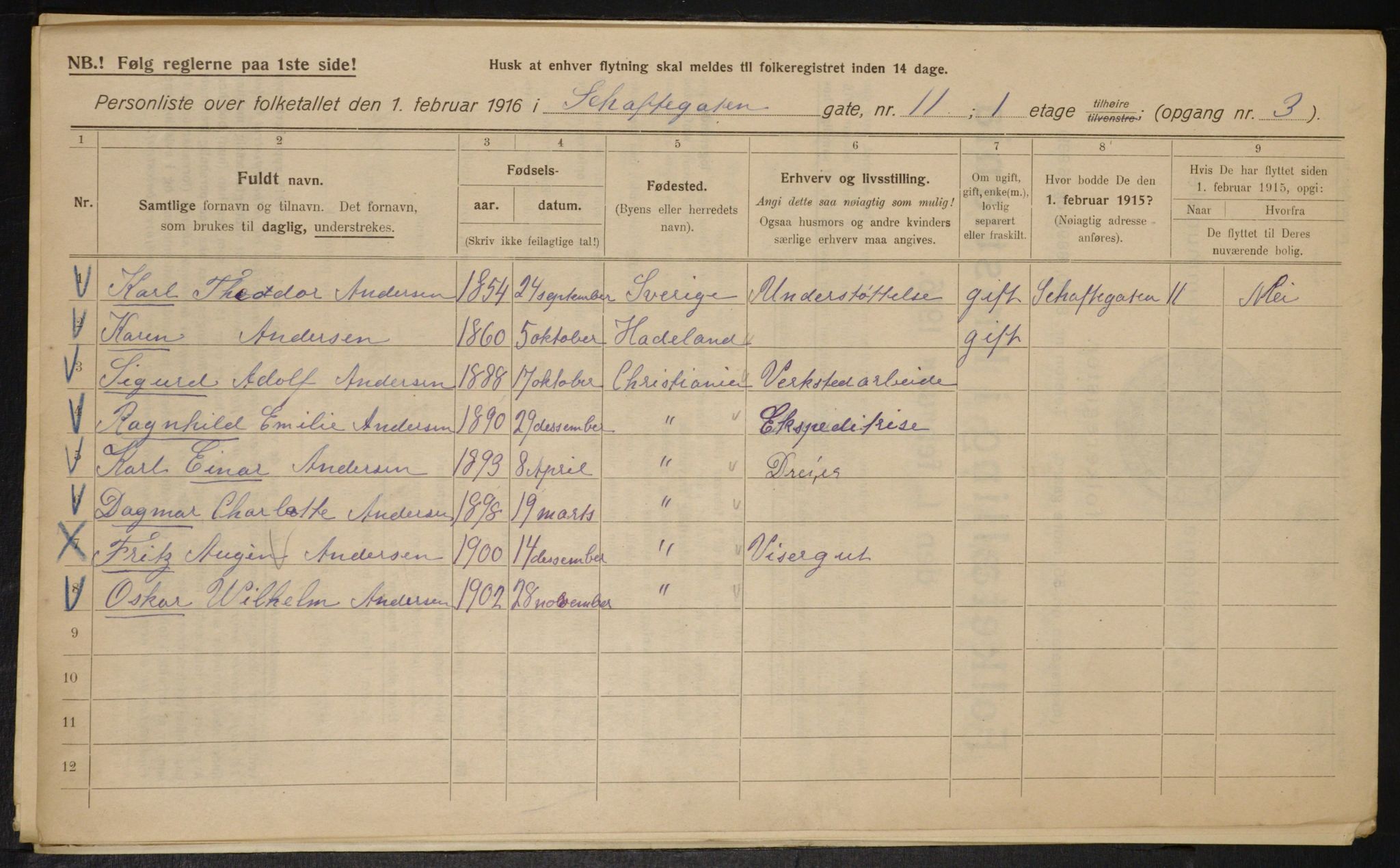 OBA, Municipal Census 1916 for Kristiania, 1916, p. 91605