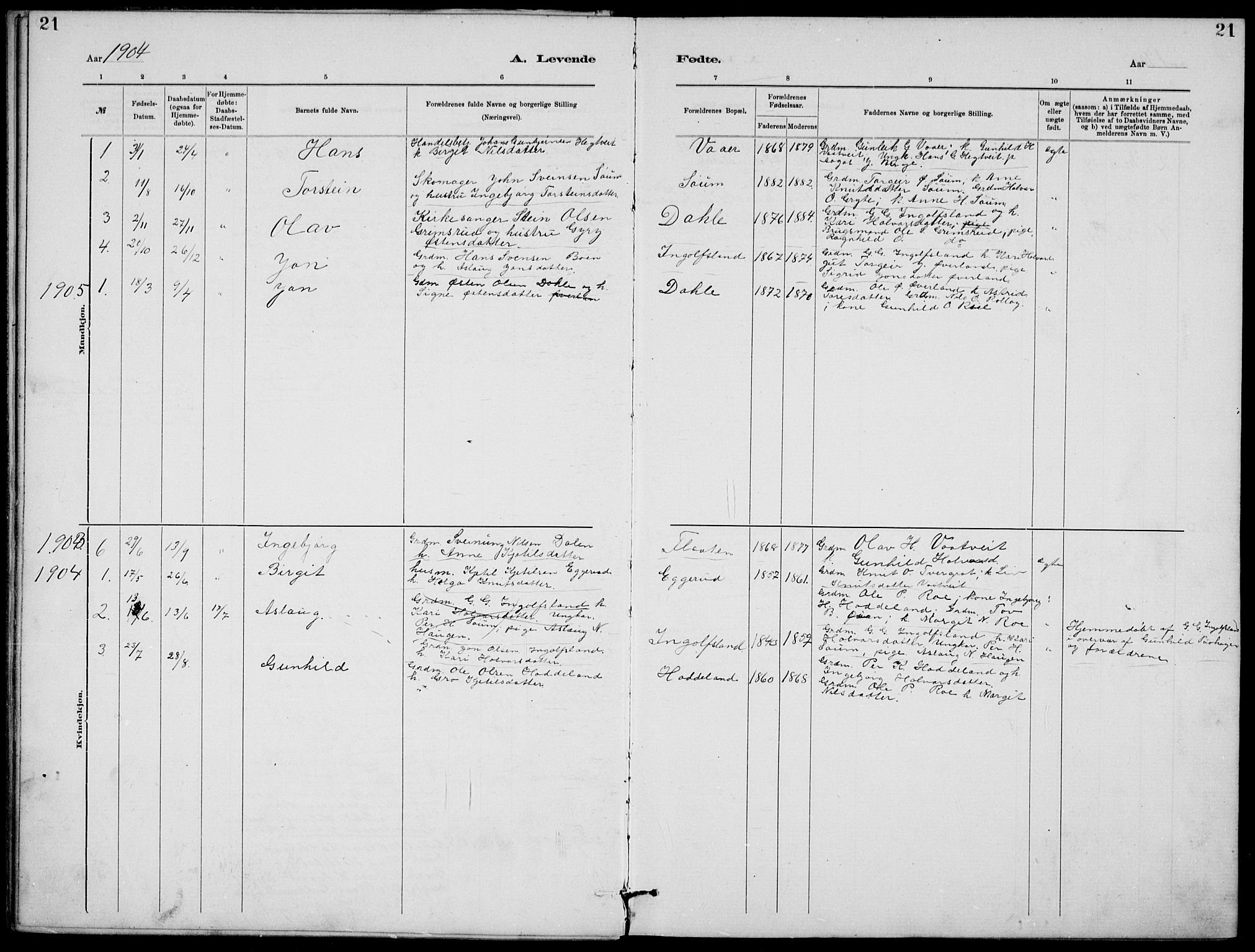 Rjukan kirkebøker, SAKO/A-294/G/Ga/L0001: Parish register (copy) no. 1, 1880-1914, p. 21