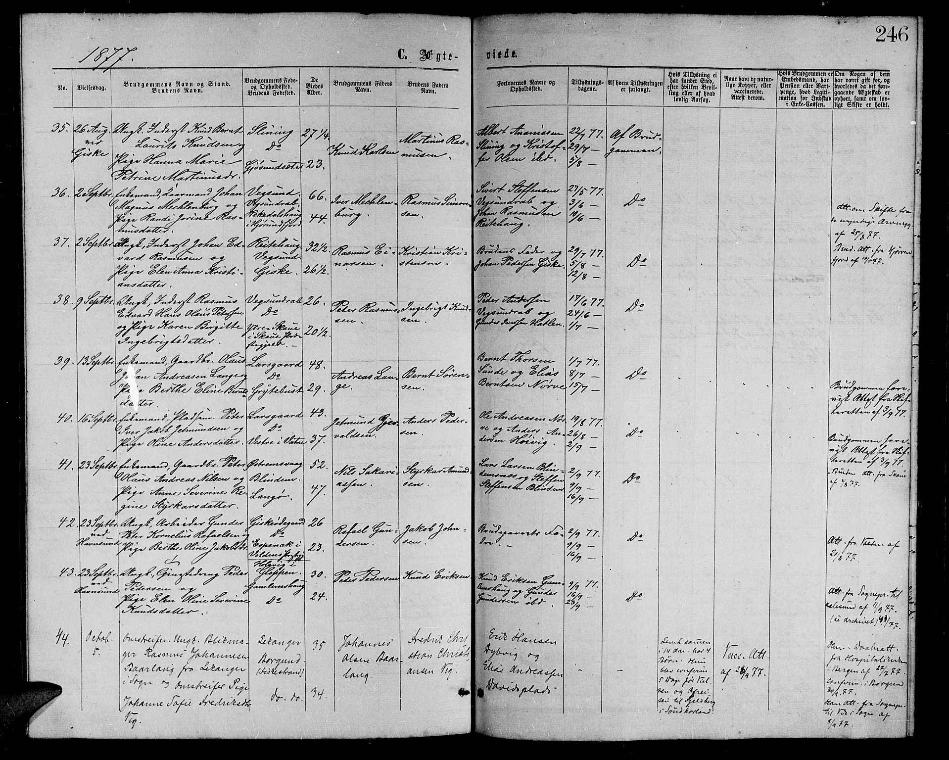 Ministerialprotokoller, klokkerbøker og fødselsregistre - Møre og Romsdal, AV/SAT-A-1454/528/L0428: Parish register (copy) no. 528C09, 1864-1880, p. 246