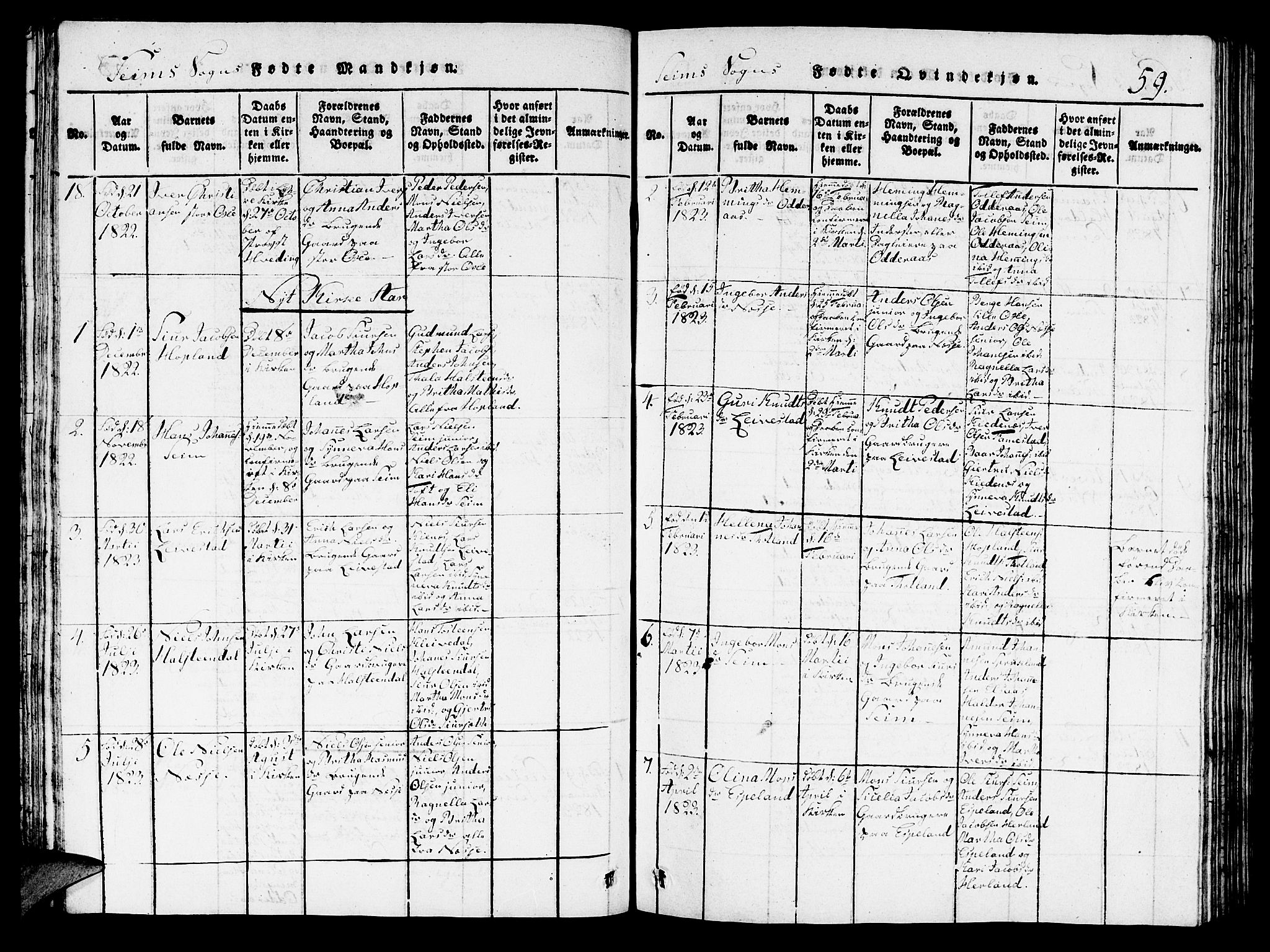 Hosanger sokneprestembete, AV/SAB-A-75801/H/Hab: Parish register (copy) no. A 1 /2, 1816-1825, p. 59