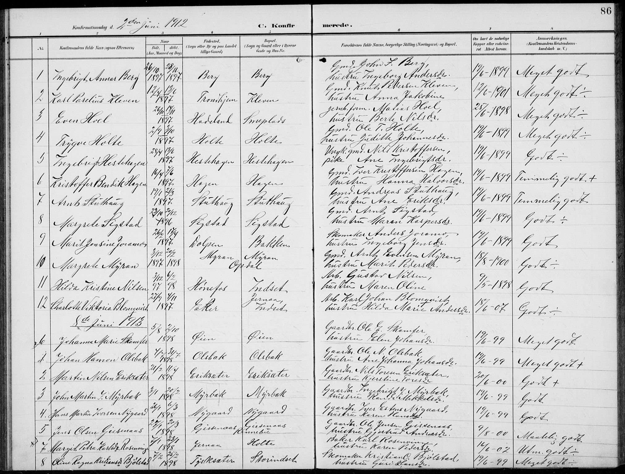 Kvikne prestekontor, AV/SAH-PREST-064/H/Ha/Hab/L0004: Parish register (copy) no. 4, 1902-1937, p. 86