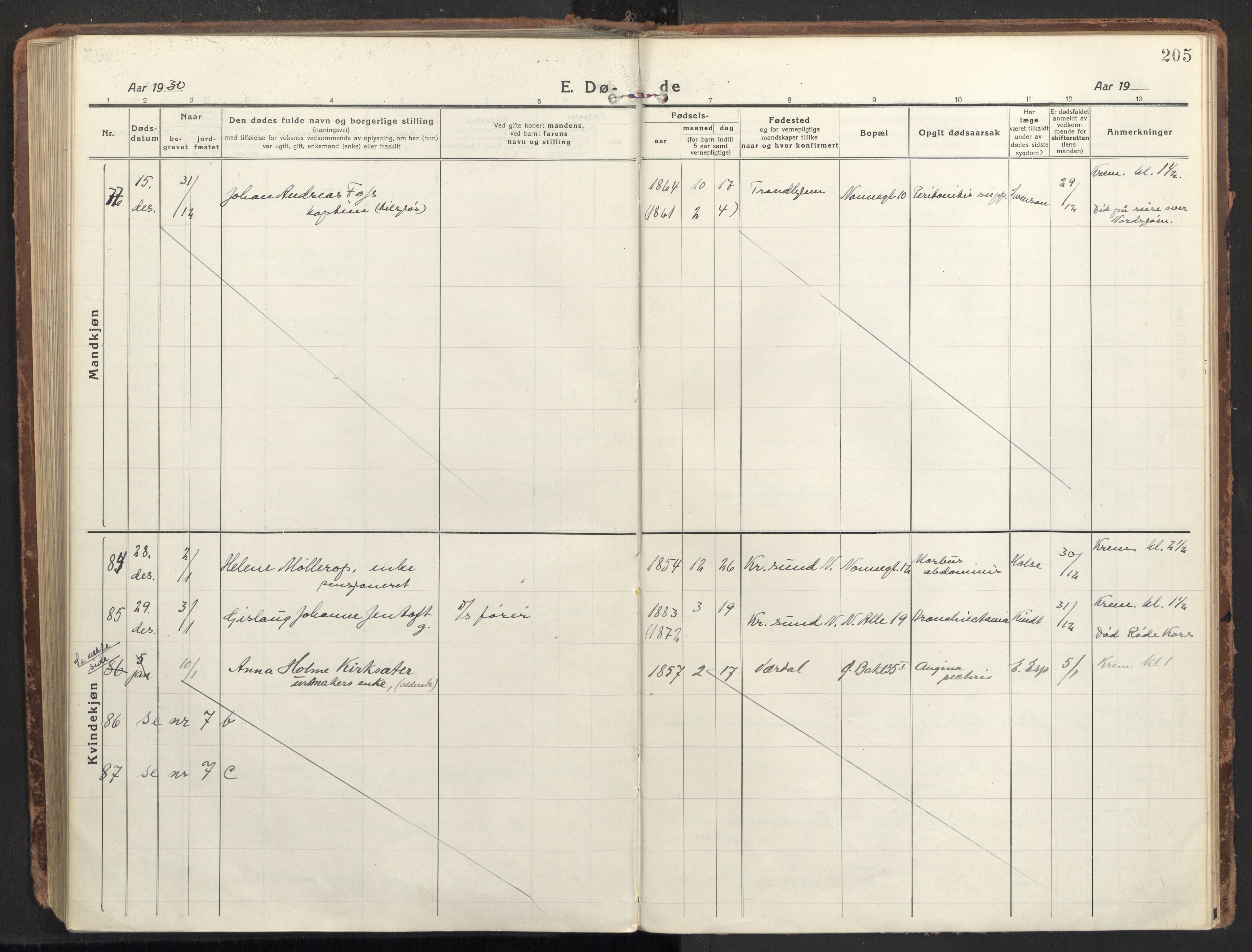 Ministerialprotokoller, klokkerbøker og fødselsregistre - Sør-Trøndelag, SAT/A-1456/604/L0207: Parish register (official) no. 604A27, 1917-1933, p. 205
