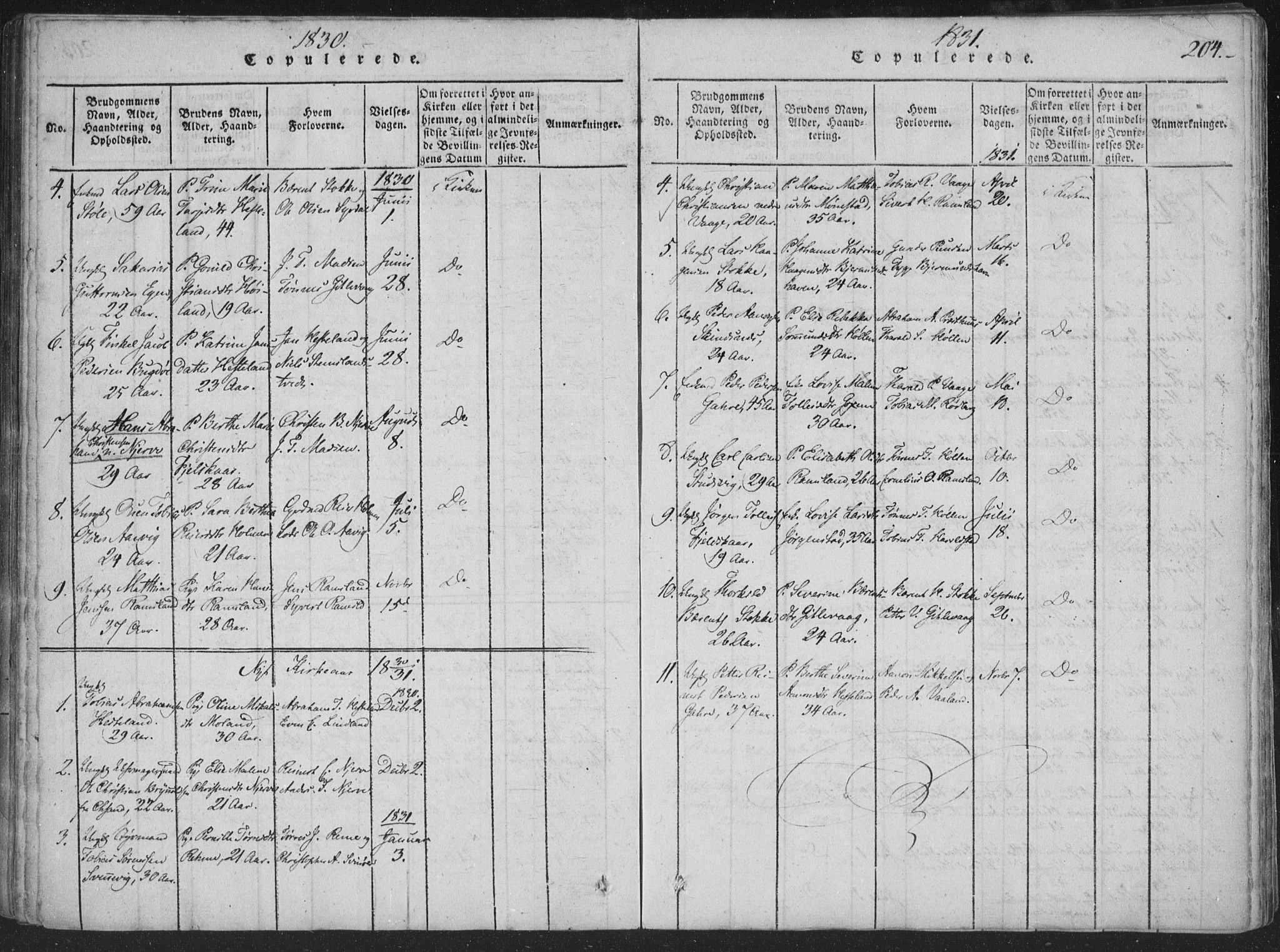 Sør-Audnedal sokneprestkontor, SAK/1111-0039/F/Fa/Faa/L0001: Parish register (official) no. A 1, 1816-1848, p. 204