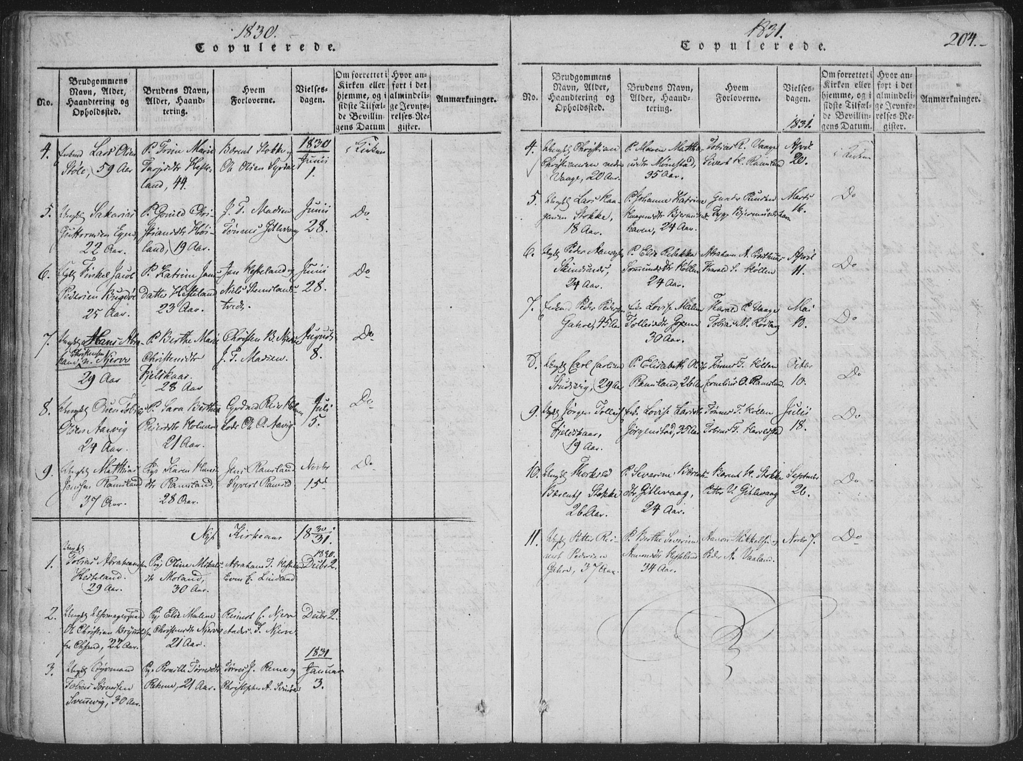 Sør-Audnedal sokneprestkontor, AV/SAK-1111-0039/F/Fa/Faa/L0001: Parish register (official) no. A 1, 1816-1848, p. 204