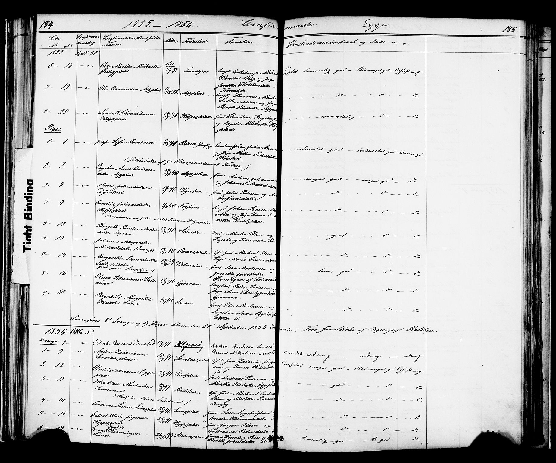 Ministerialprotokoller, klokkerbøker og fødselsregistre - Nord-Trøndelag, SAT/A-1458/739/L0367: Parish register (official) no. 739A01 /3, 1838-1868, p. 184-185