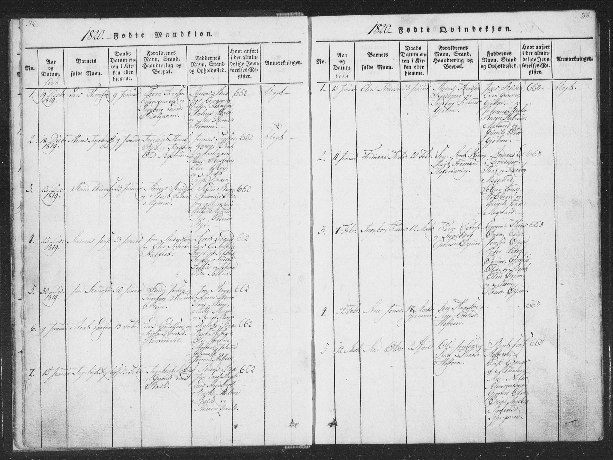 Ministerialprotokoller, klokkerbøker og fødselsregistre - Sør-Trøndelag, SAT/A-1456/668/L0816: Parish register (copy) no. 668C05, 1816-1893, p. 32-33