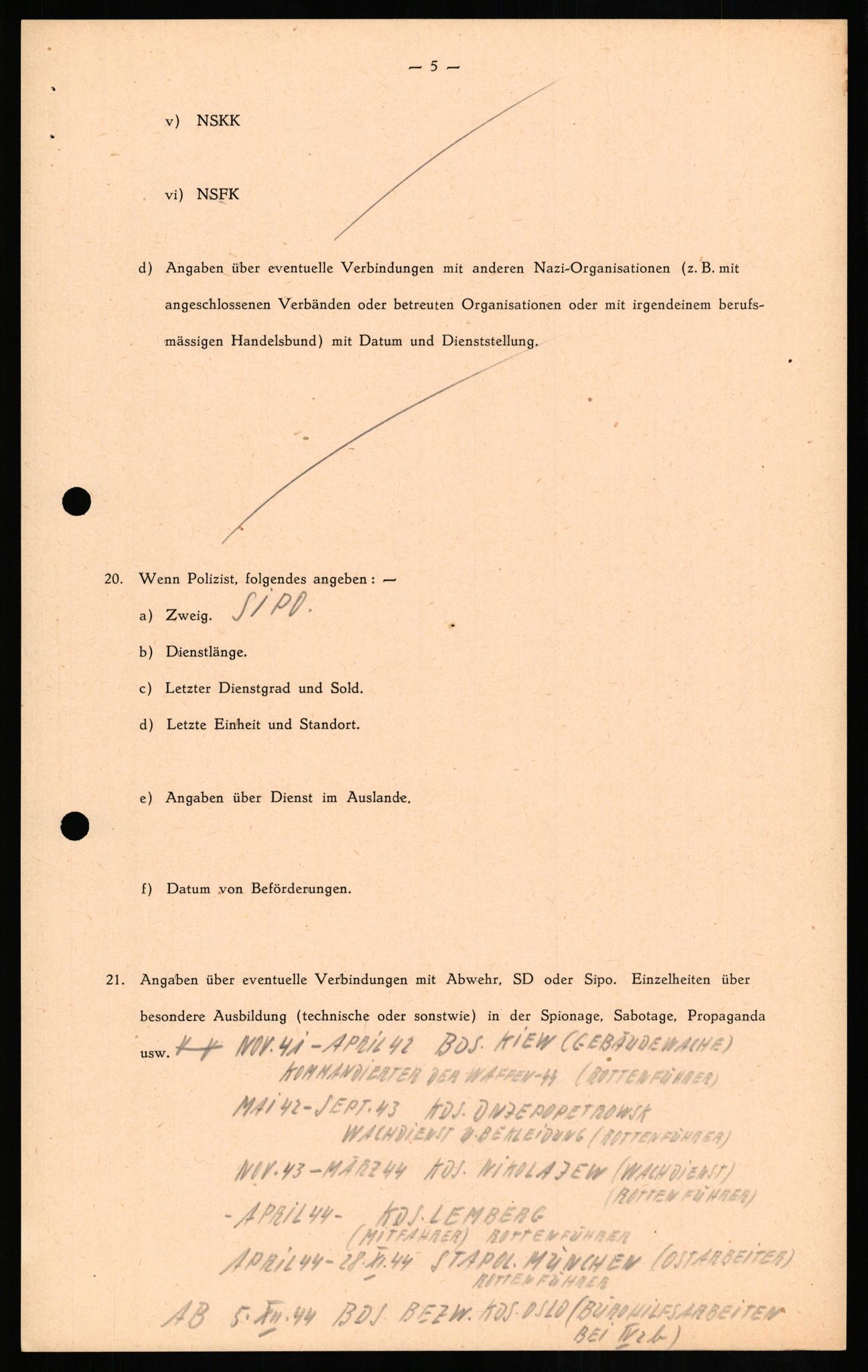 Forsvaret, Forsvarets overkommando II, AV/RA-RAFA-3915/D/Db/L0021: CI Questionaires. Tyske okkupasjonsstyrker i Norge. Tyskere., 1945-1946, p. 315