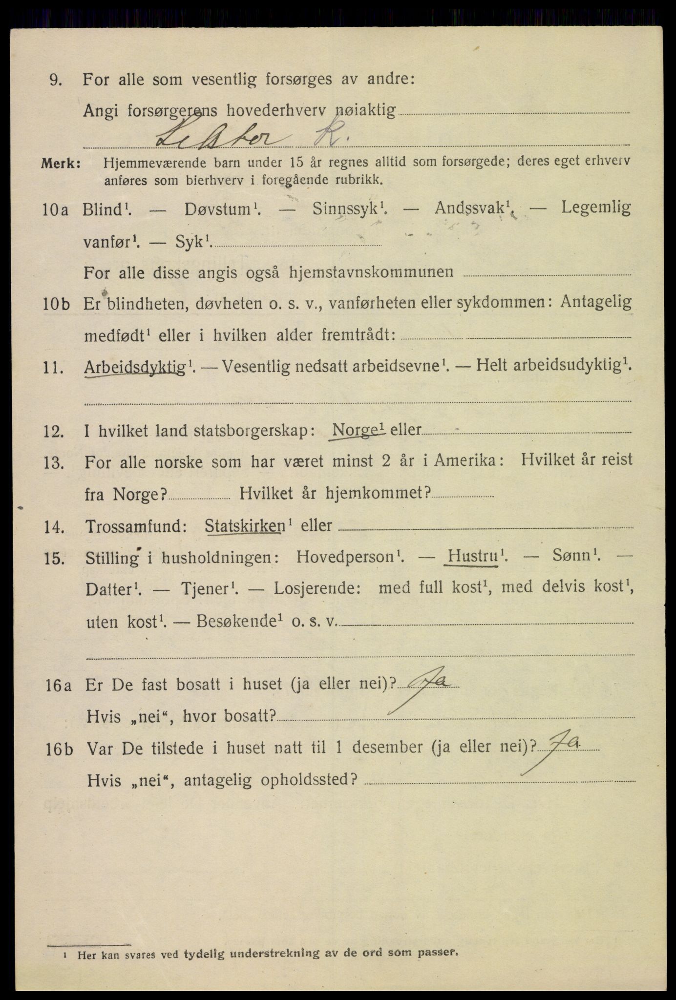 SAH, 1920 census for Lillehammer, 1920, p. 5639