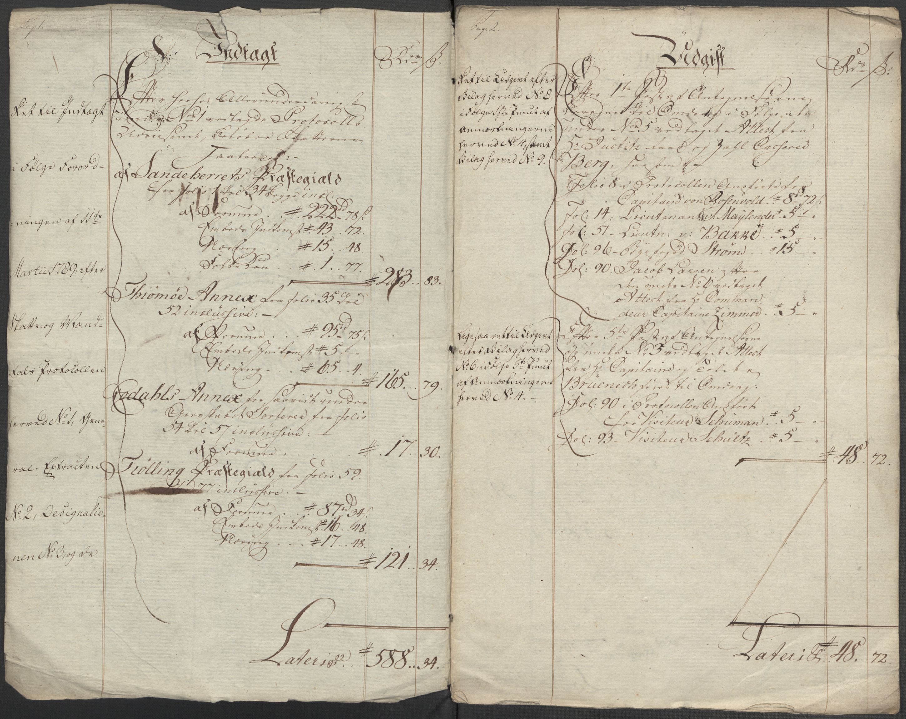 Rentekammeret inntil 1814, Reviderte regnskaper, Mindre regnskaper, RA/EA-4068/Rf/Rfe/L0021: Larvik grevskap, Lista fogderi, 1789, p. 4