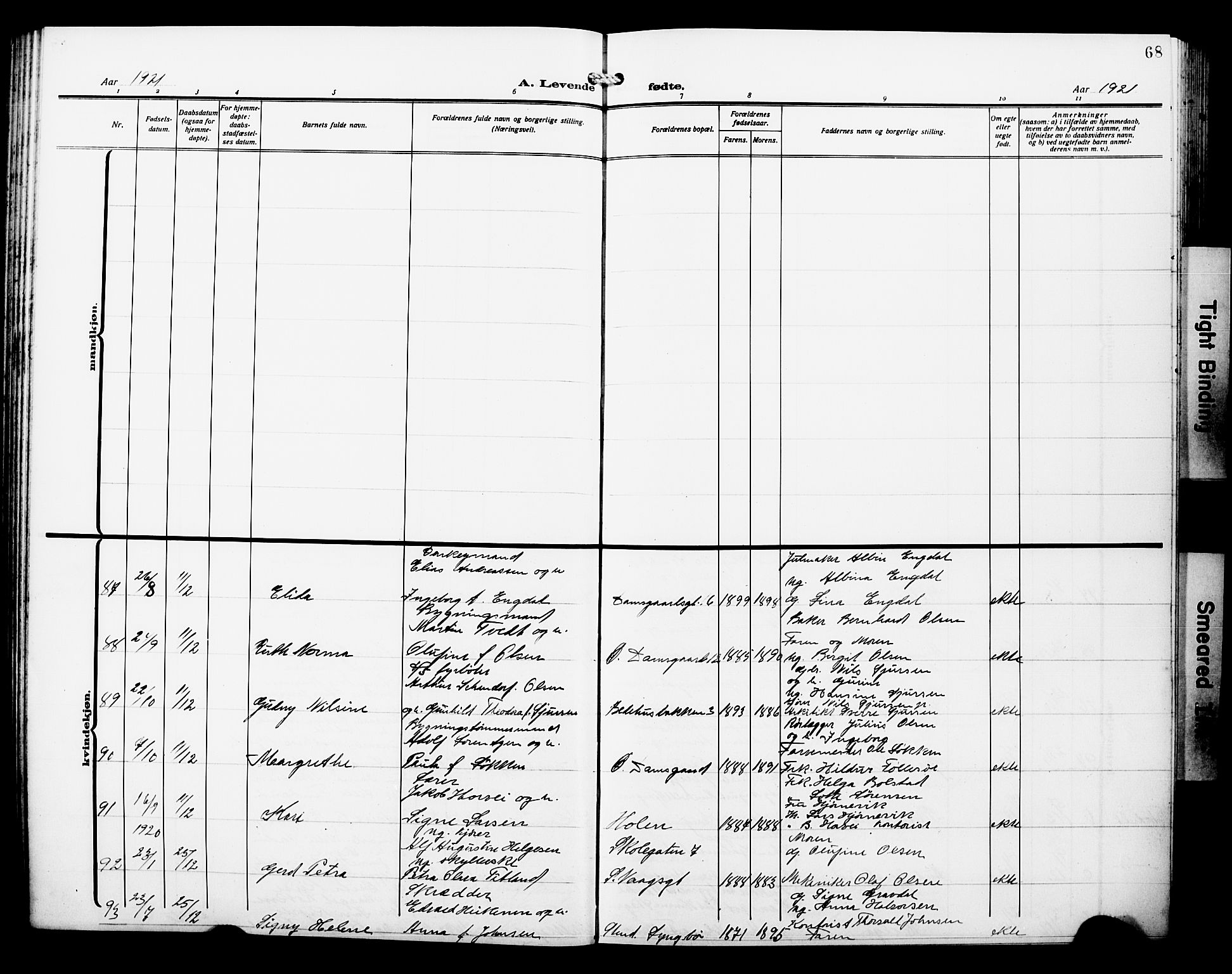 Laksevåg Sokneprestembete, AV/SAB-A-76501/H/Ha/Hab/Haba/L0006: Parish register (copy) no. A 6, 1917-1925, p. 68