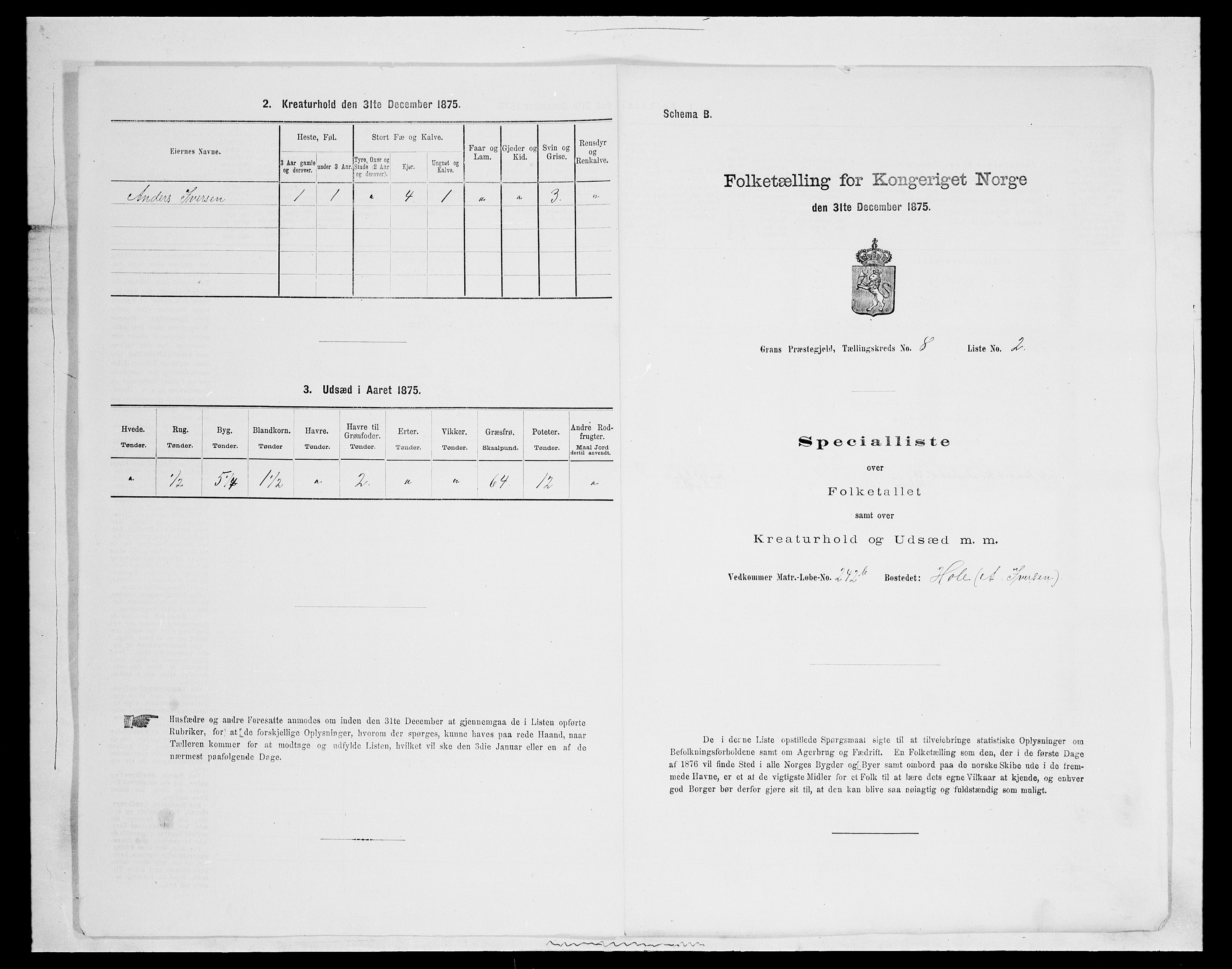 SAH, 1875 census for 0534P Gran, 1875, p. 1483