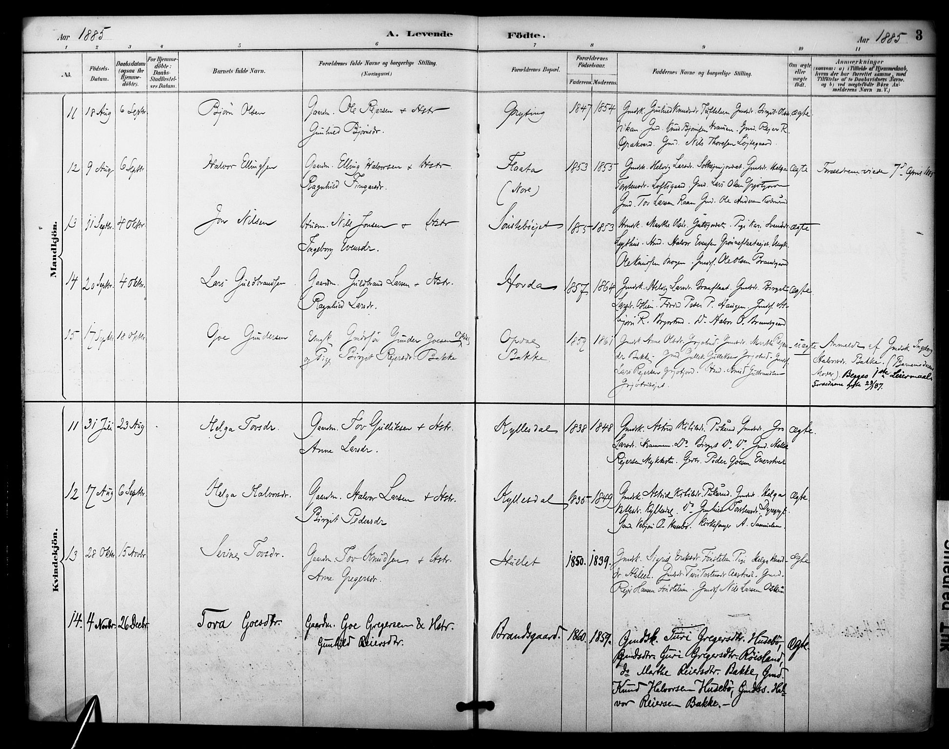 Nore kirkebøker, AV/SAKO-A-238/F/Fc/L0004: Parish register (official) no. III 4, 1885-1898, p. 3