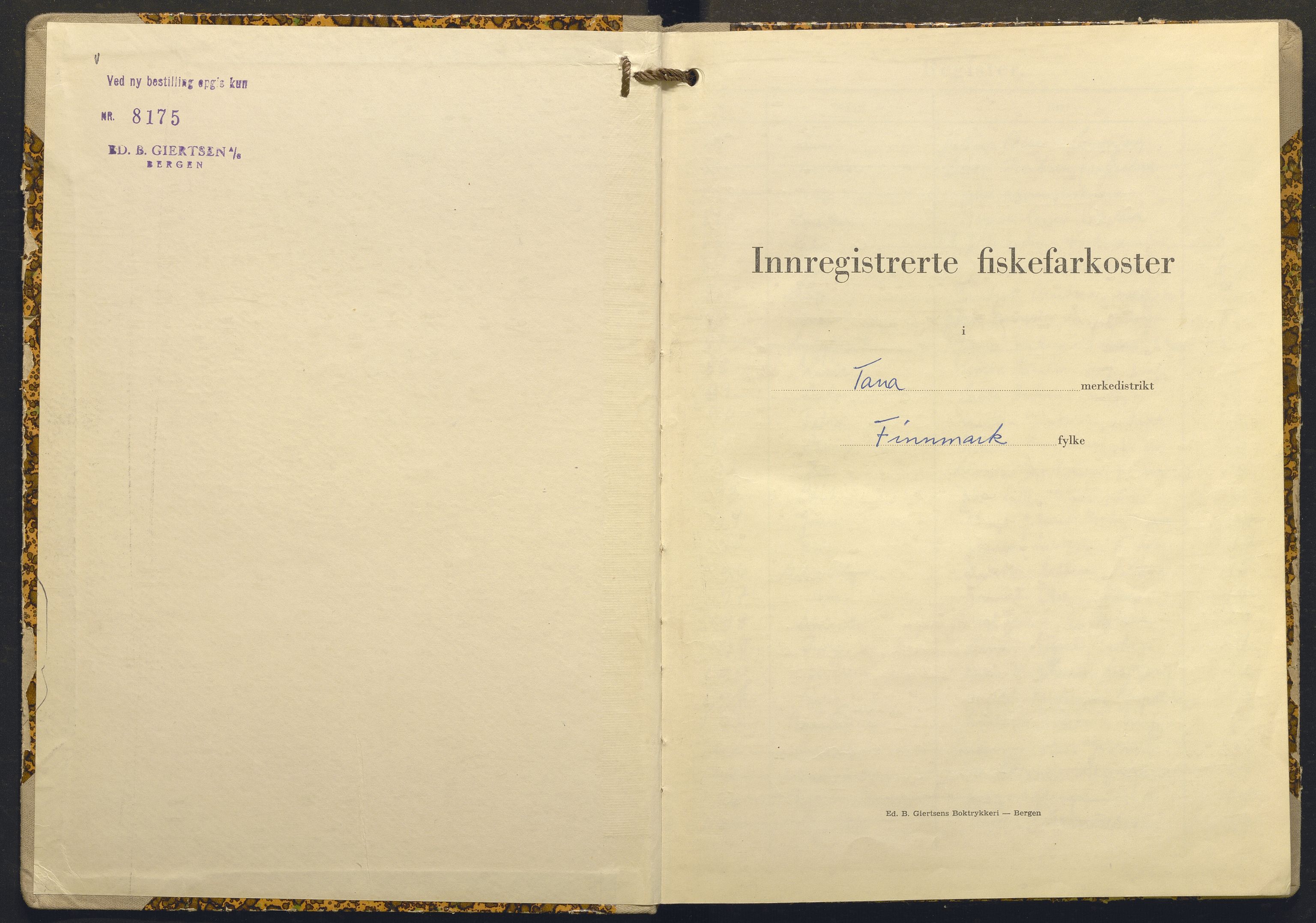 Fiskeridirektoratet - 1 Adm. ledelse - 13 Båtkontoret, AV/SAB-A-2003/I/Ia/Ia.a/L0061: 135.0120/3 Merkeprotokoll - Tana, 1967-1977