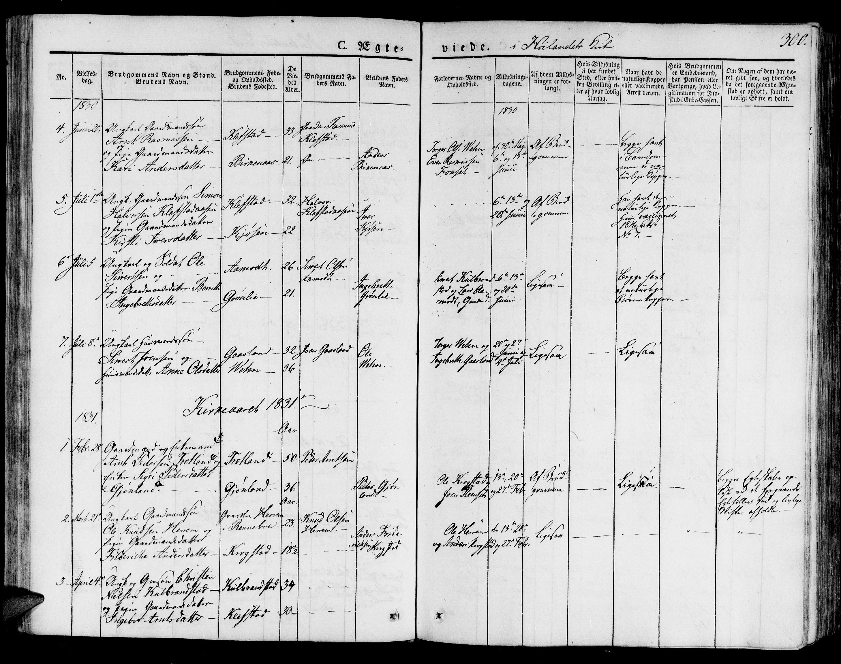 Ministerialprotokoller, klokkerbøker og fødselsregistre - Sør-Trøndelag, SAT/A-1456/691/L1073: Parish register (official) no. 691A05 /4, 1826-1841, p. 300