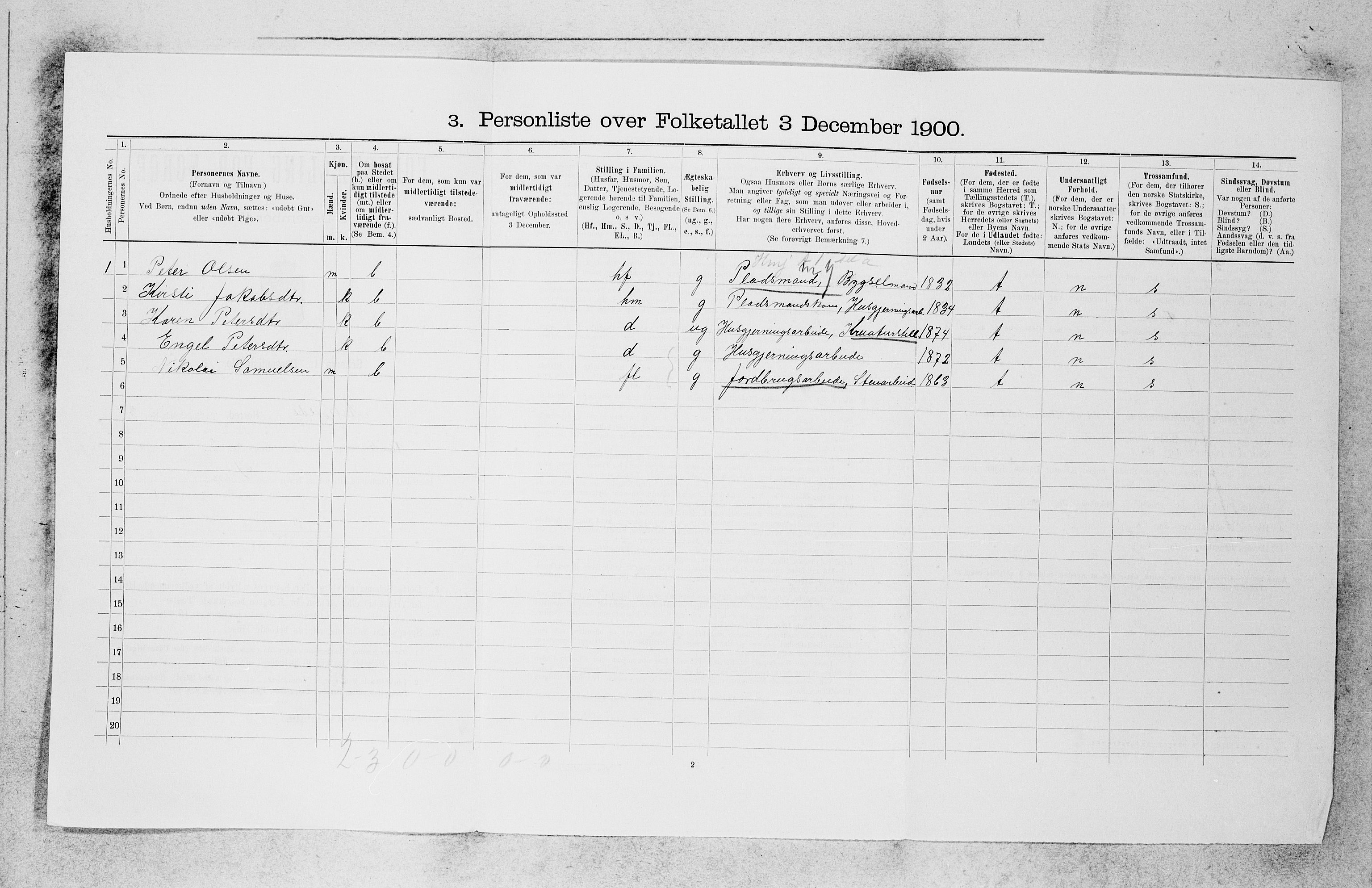 SAB, 1900 census for Askvoll, 1900, p. 222