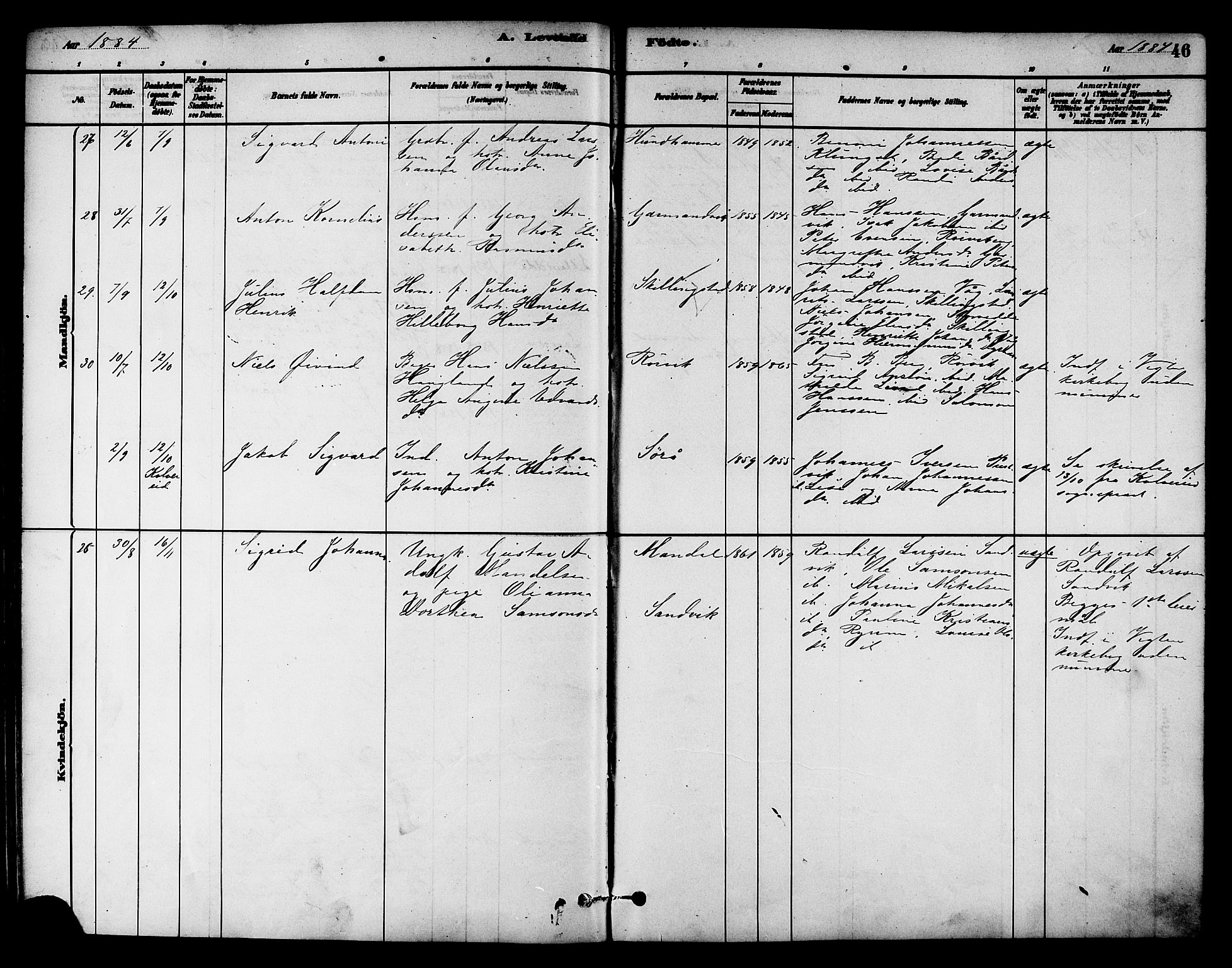 Ministerialprotokoller, klokkerbøker og fødselsregistre - Nord-Trøndelag, AV/SAT-A-1458/784/L0672: Parish register (official) no. 784A07, 1880-1887, p. 46