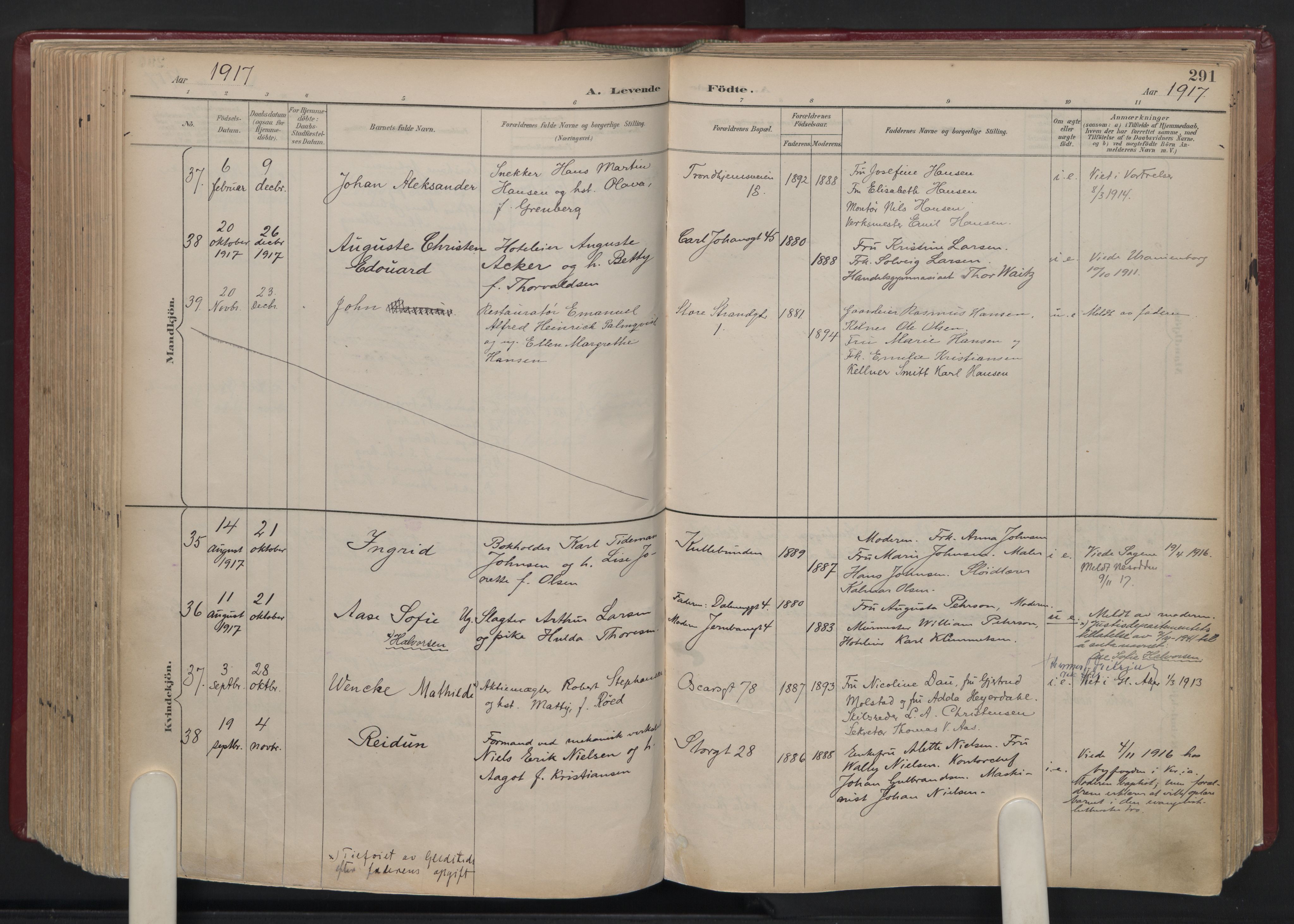 Oslo domkirke Kirkebøker, AV/SAO-A-10752/F/Fa/L0039: Parish register (official) no. 39, 1893-1932, p. 291