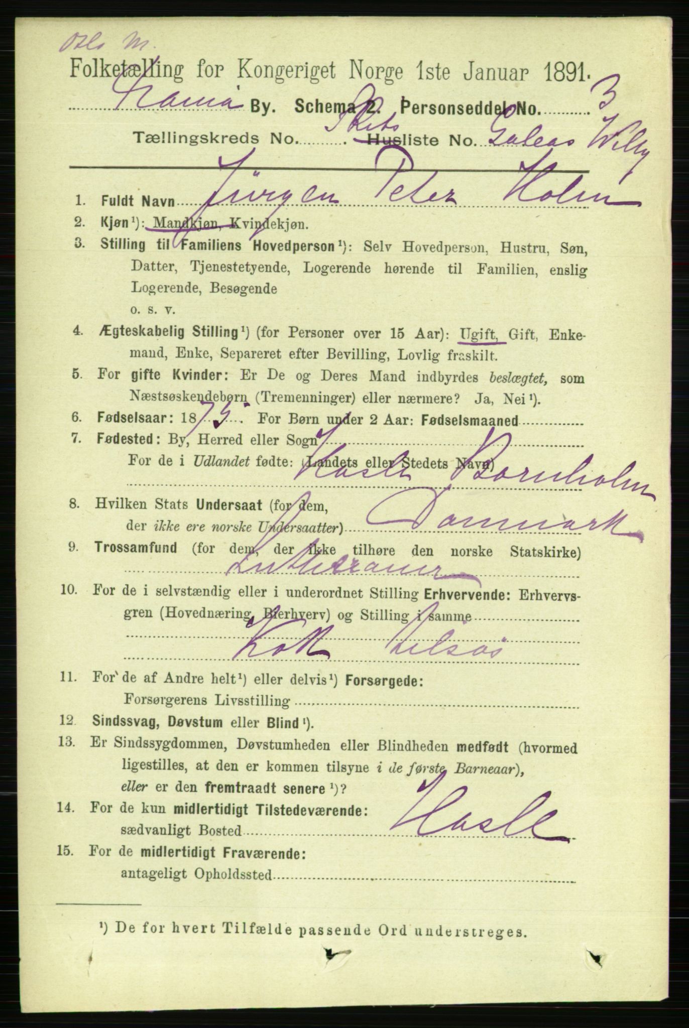 RA, 1891 census for 0301 Kristiania, 1891, p. 122824