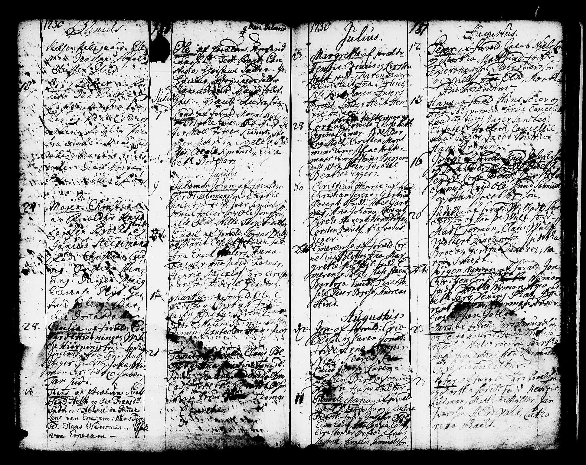 Domkirken sokneprestembete, AV/SAB-A-74801/H/Haa/L0001: Parish register (official) no. A 1, 1719-1732, p. 180-181