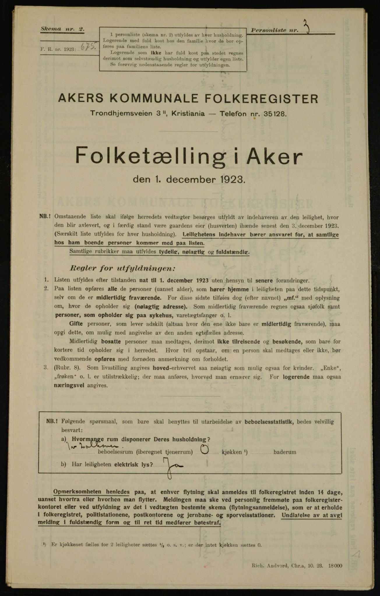 , Municipal Census 1923 for Aker, 1923, p. 40766