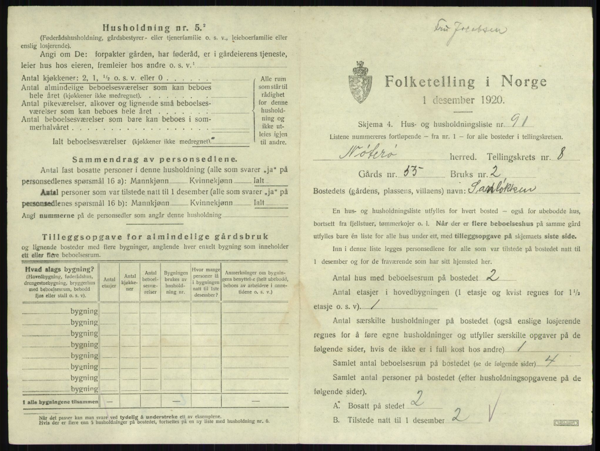 SAKO, 1920 census for Nøtterøy, 1920, p. 1683