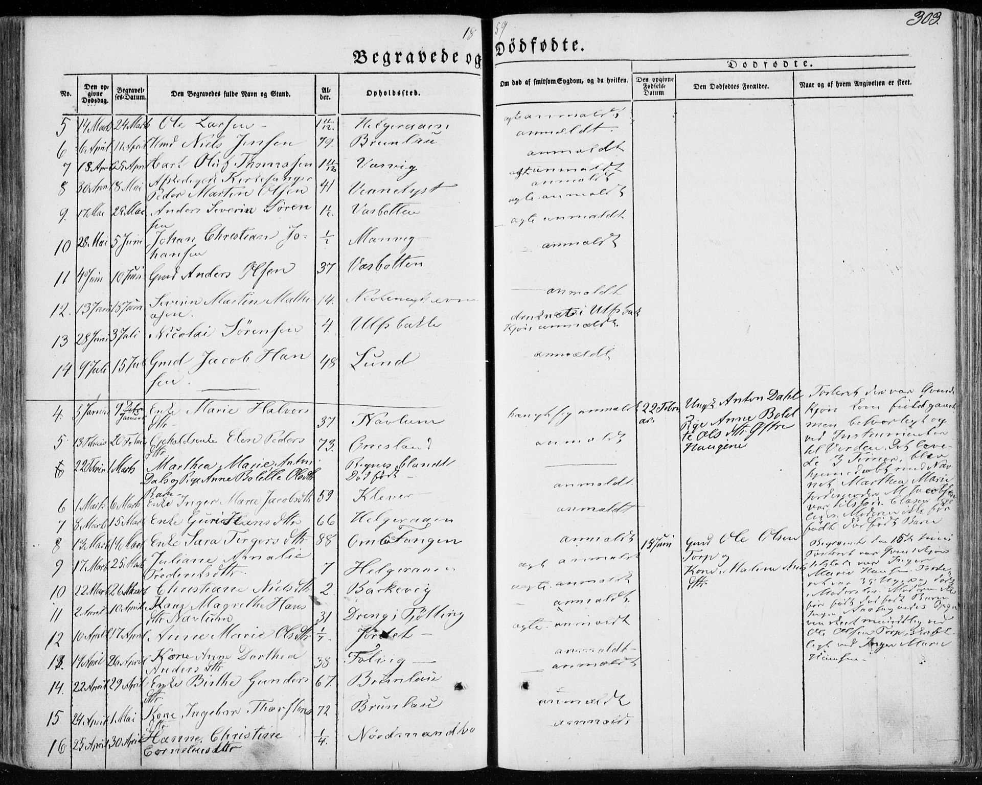 Brunlanes kirkebøker, AV/SAKO-A-342/F/Fa/L0004: Parish register (official) no. I 4, 1846-1862, p. 303