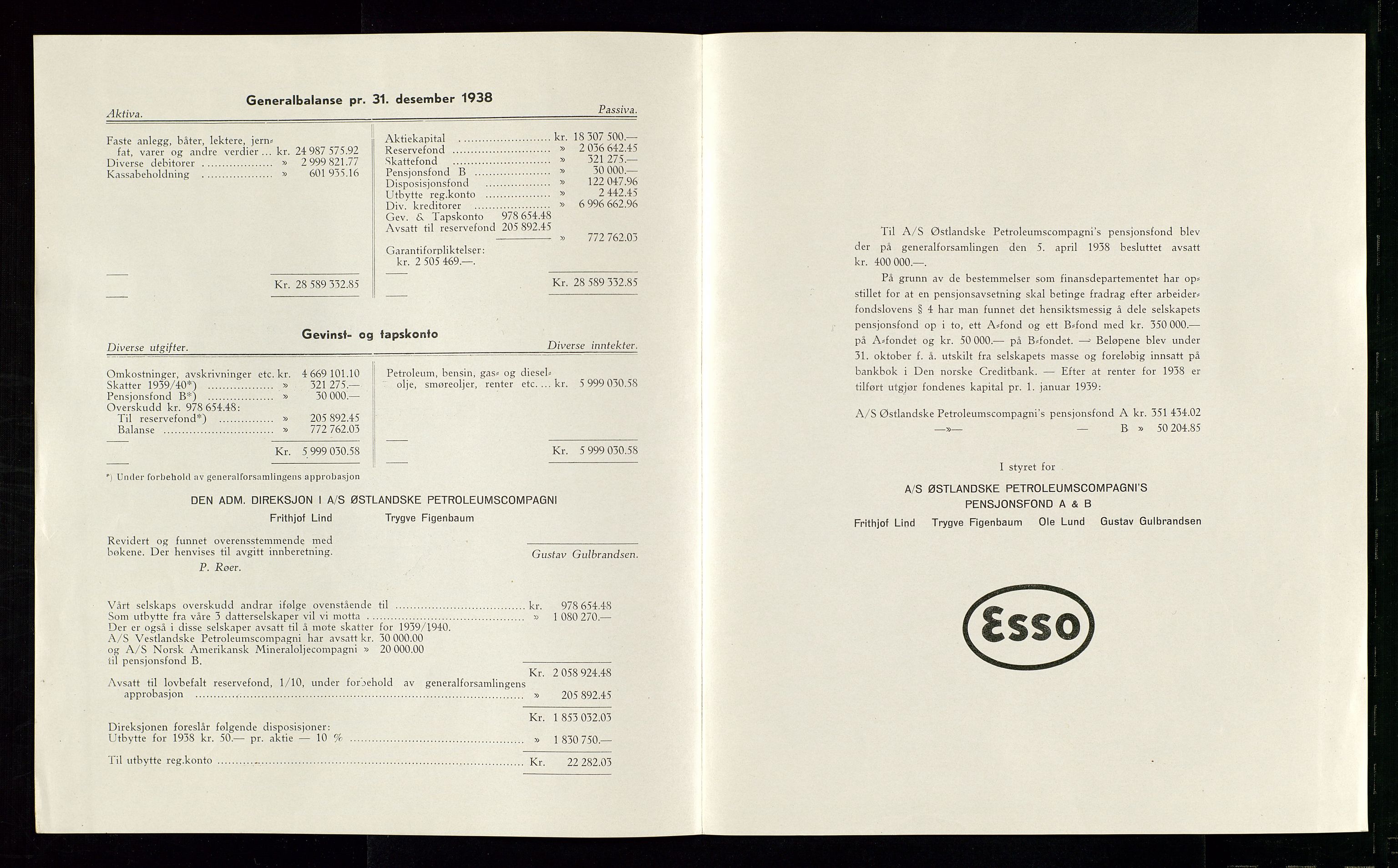 PA 1534 - Østlandske Petroleumscompagni A/S, SAST/A-101954/A/Aa/L0002/0010: Generalforsamlinger. / Generalforsamling, 1939, p. 9