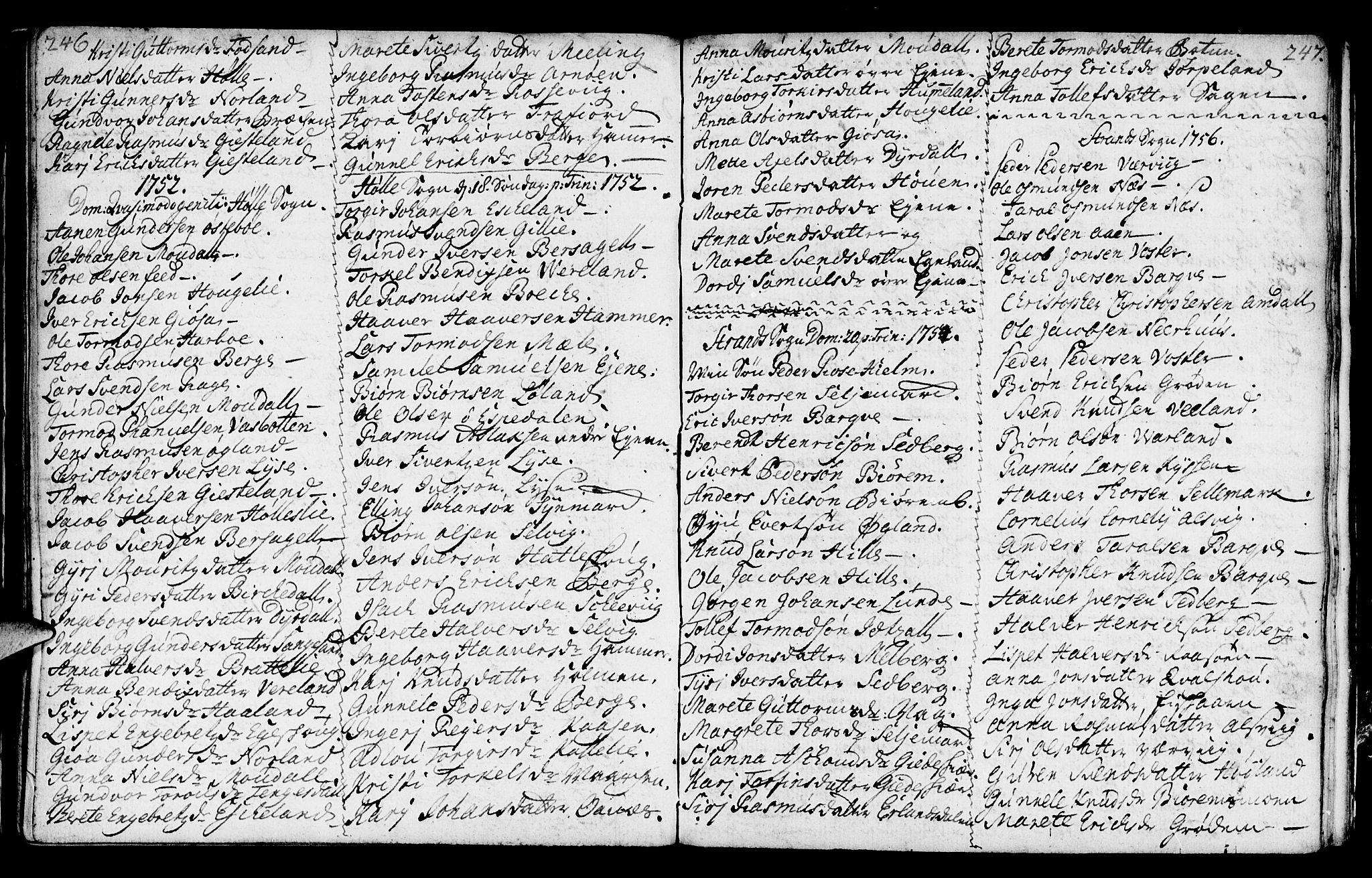 Strand sokneprestkontor, SAST/A-101828/H/Ha/Haa/L0002: Parish register (official) no. A 2, 1744-1768, p. 246-247