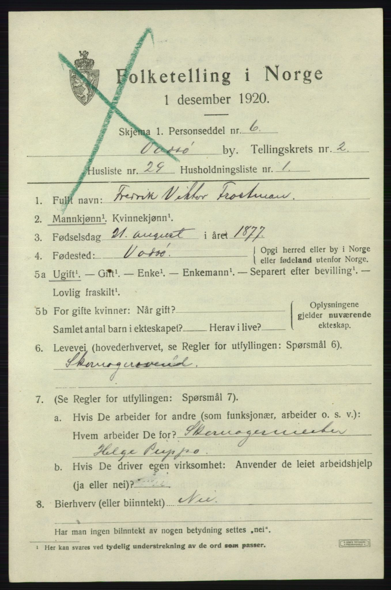 SATØ, 1920 census for Vadsø, 1920, p. 3717
