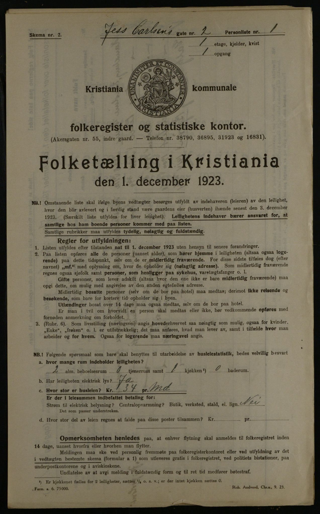 OBA, Municipal Census 1923 for Kristiania, 1923, p. 52597