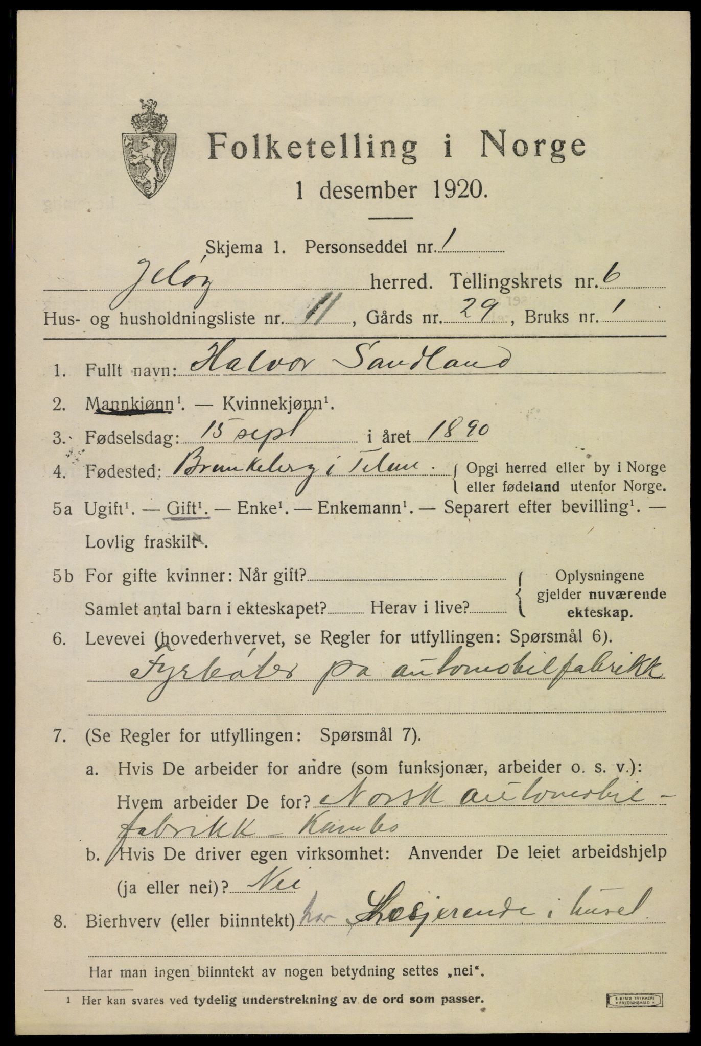 SAO, 1920 census for Moss land district, 1920, p. 6817