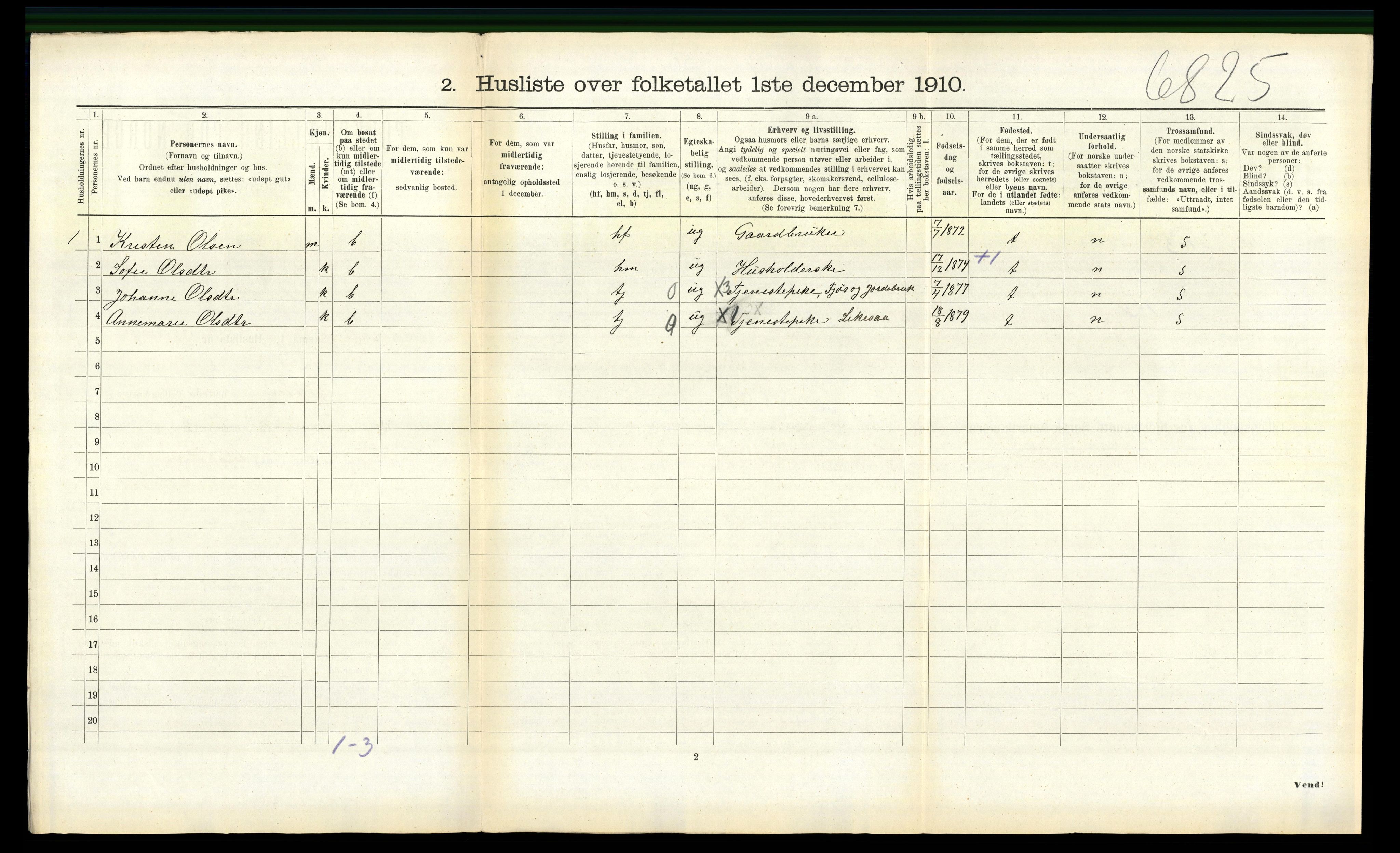 RA, 1910 census for Jølster, 1910, p. 197