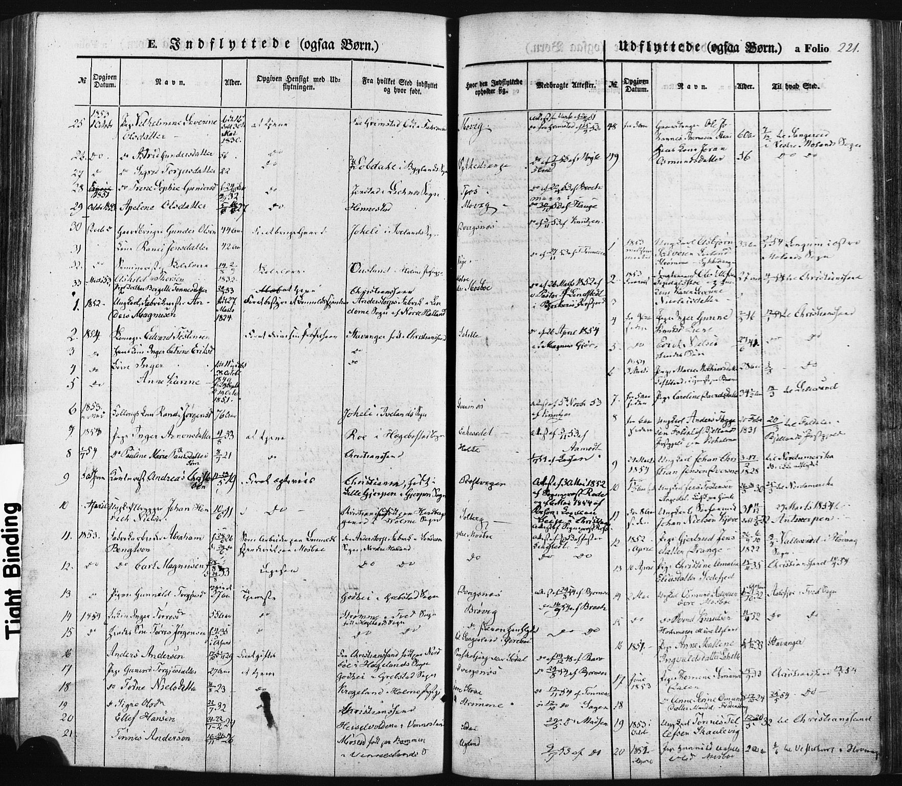 Oddernes sokneprestkontor, SAK/1111-0033/F/Fa/Faa/L0007: Parish register (official) no. A 7, 1851-1863, p. 221