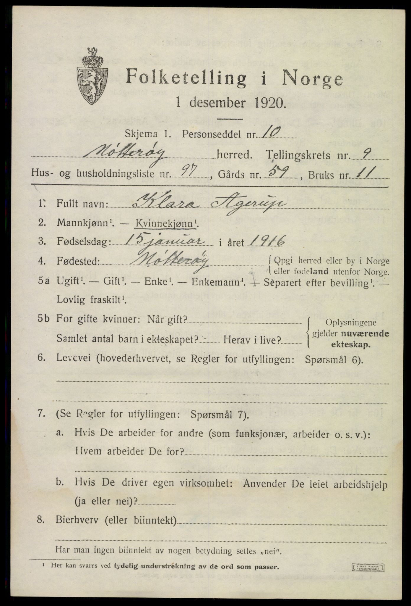 SAKO, 1920 census for Nøtterøy, 1920, p. 12399