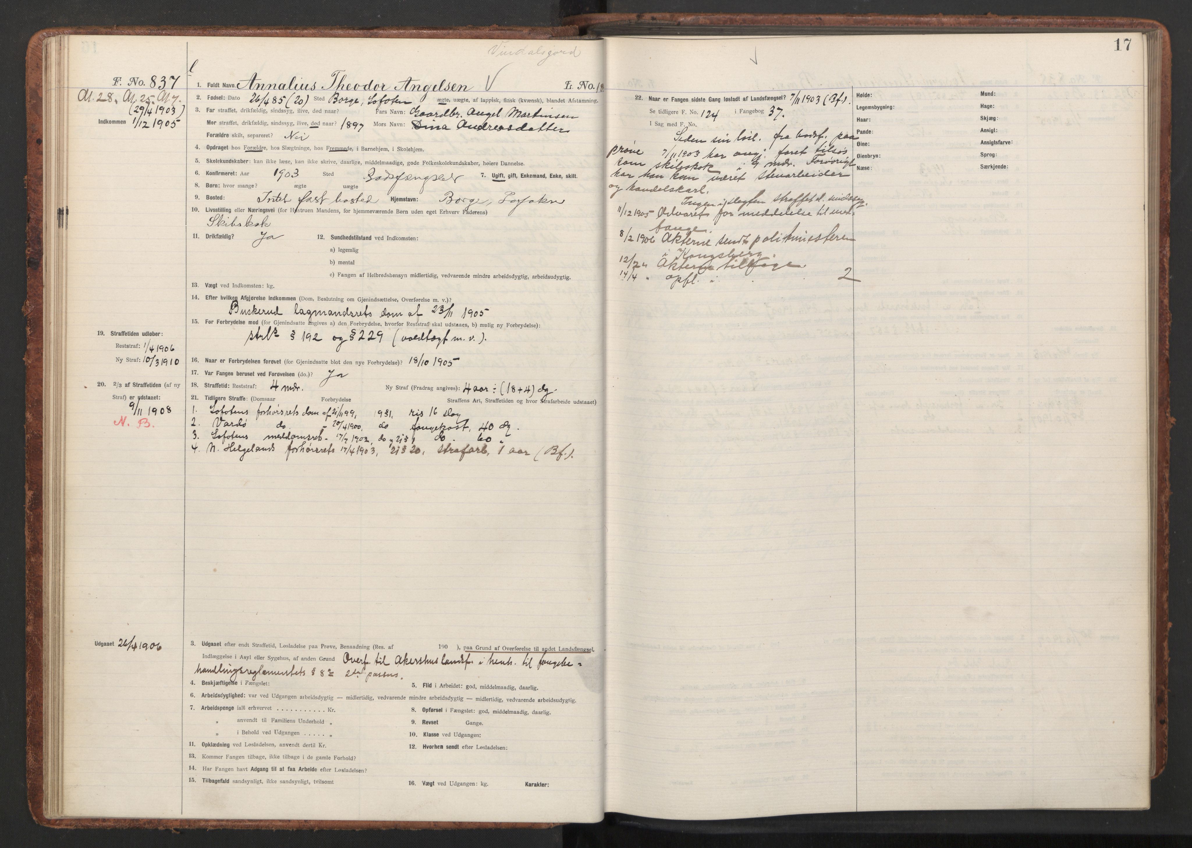 Botsfengslet, AV/RA-S-1539/D/Db/Dbb/L0040: 821l - 171m, 1905-1907, p. 17