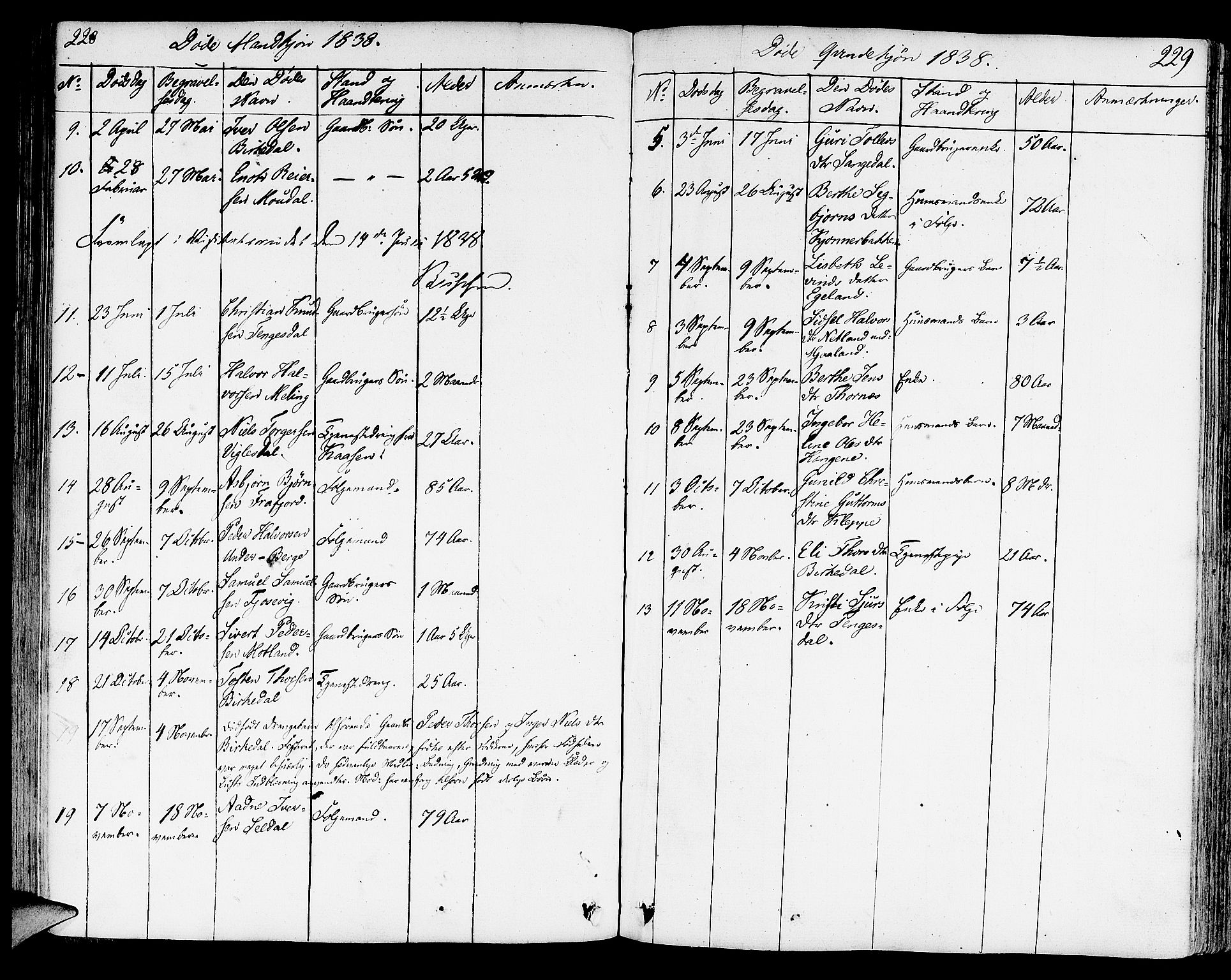 Strand sokneprestkontor, AV/SAST-A-101828/H/Ha/Haa/L0005: Parish register (official) no. A 5, 1833-1854, p. 228-229