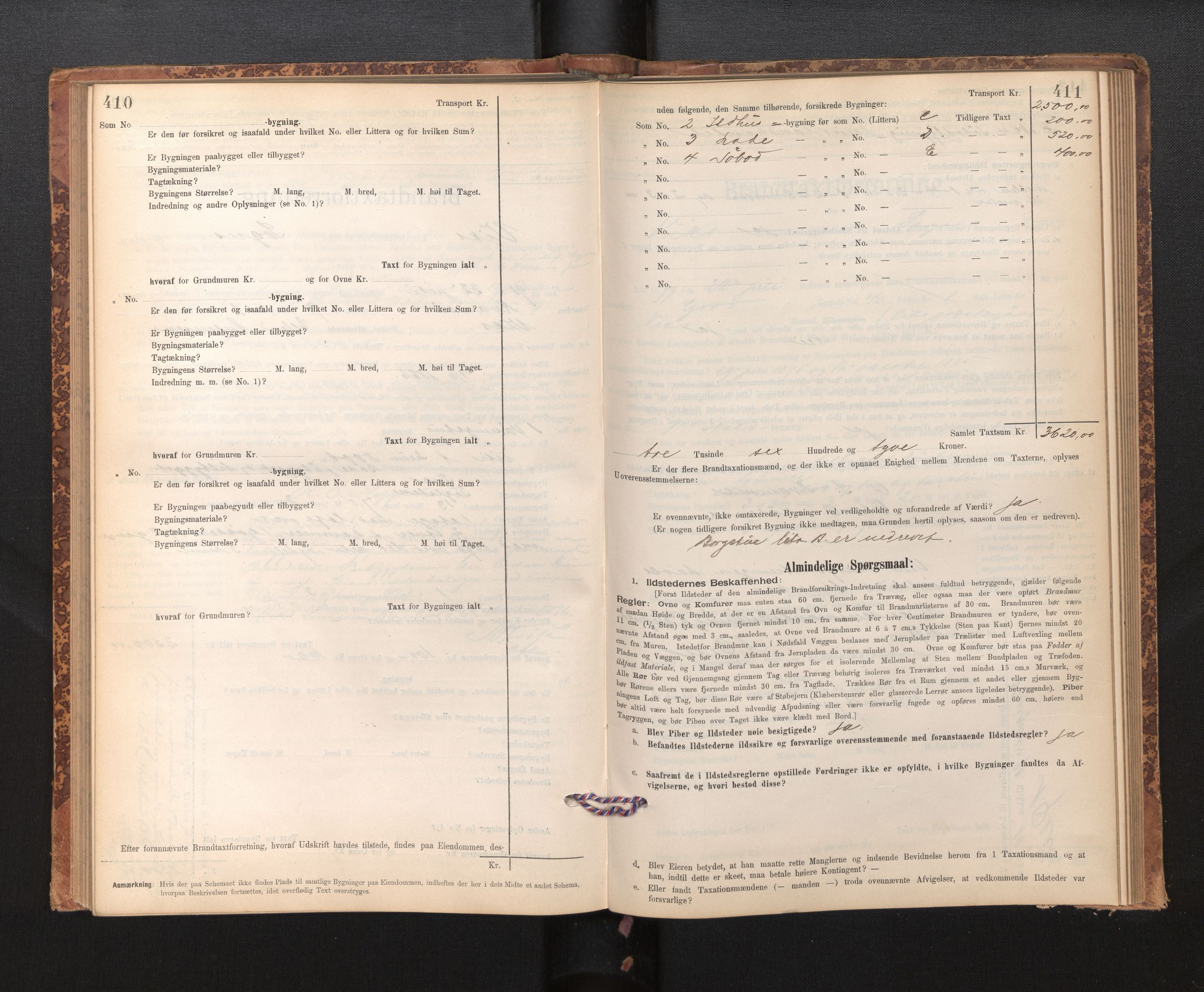 Lensmannen i Vik, SAB/A-30301/0012/L0006: Branntakstprotokoll, skjematakst, 1896-1949, p. 410-411