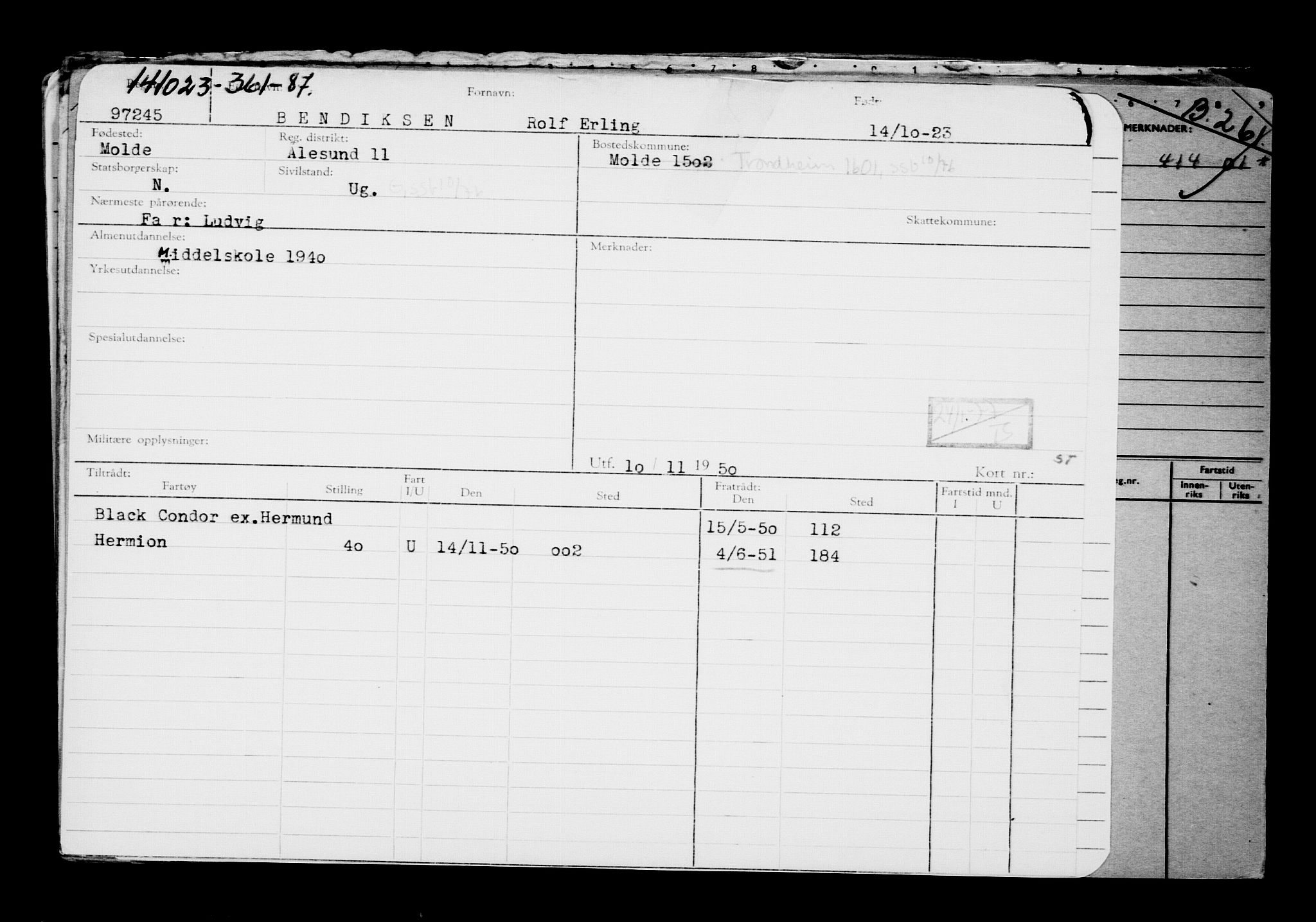 Direktoratet for sjømenn, AV/RA-S-3545/G/Gb/L0223: Hovedkort, 1923, p. 856