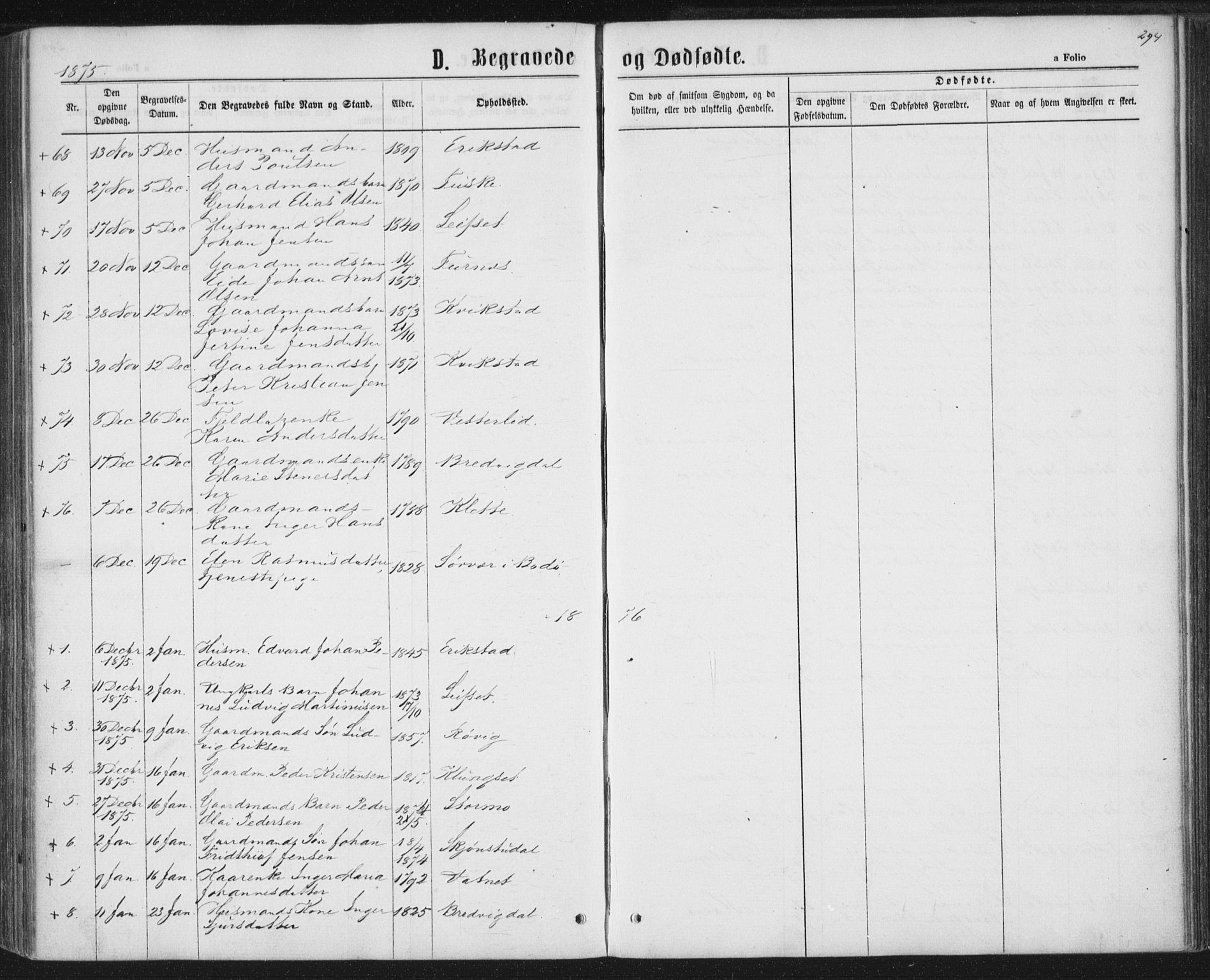 Ministerialprotokoller, klokkerbøker og fødselsregistre - Nordland, AV/SAT-A-1459/852/L0739: Parish register (official) no. 852A09, 1866-1877, p. 294