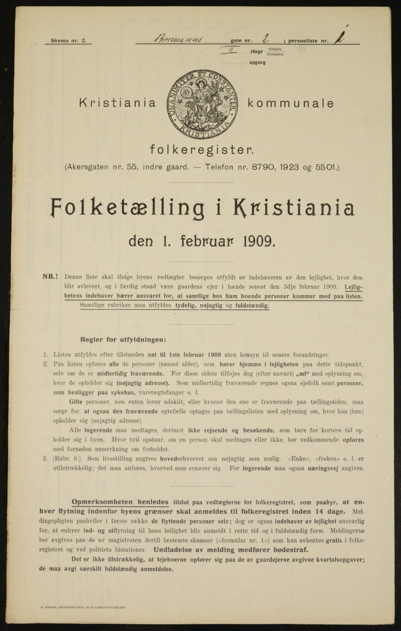 OBA, Municipal Census 1909 for Kristiania, 1909, p. 4421