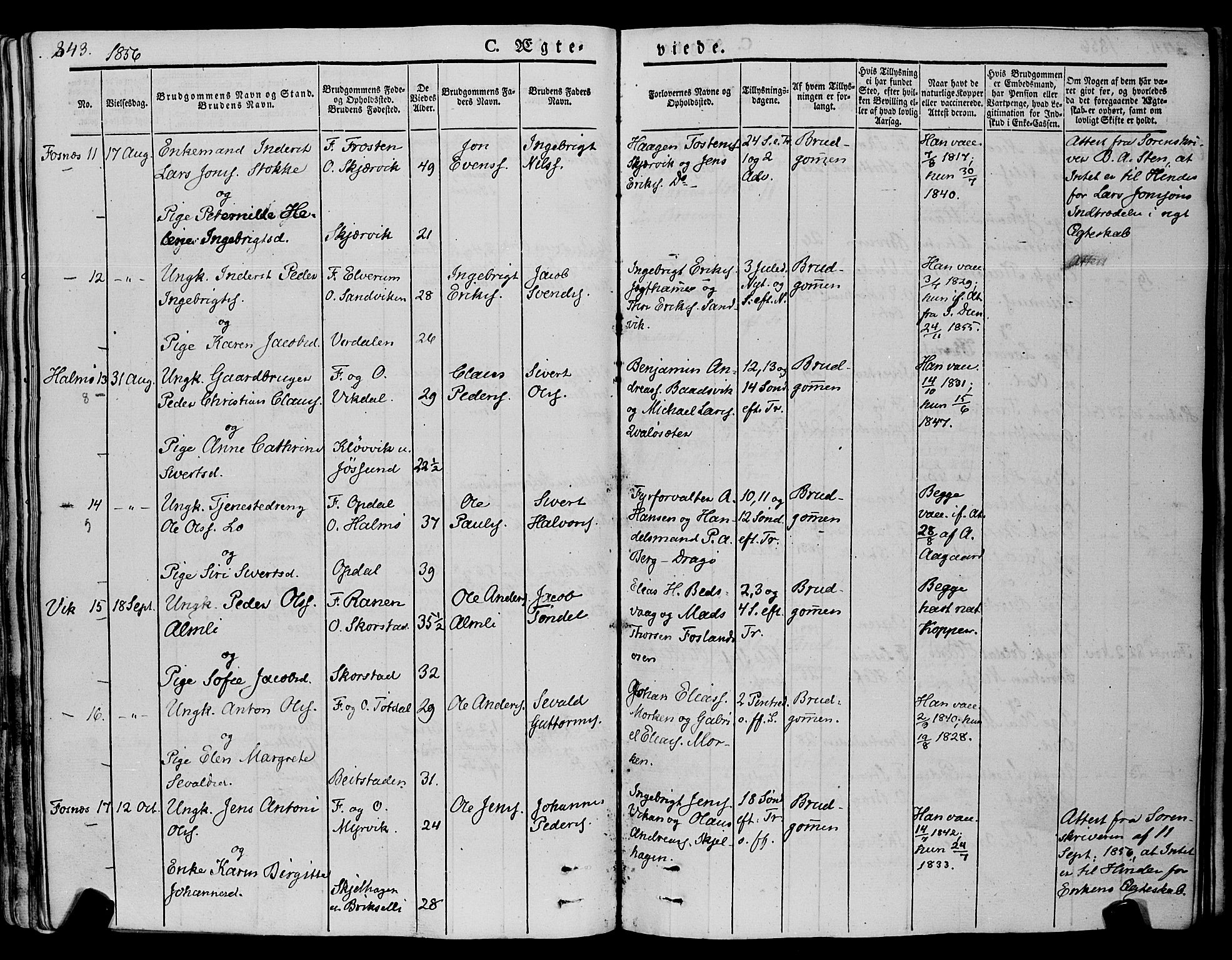Ministerialprotokoller, klokkerbøker og fødselsregistre - Nord-Trøndelag, SAT/A-1458/773/L0614: Parish register (official) no. 773A05, 1831-1856, p. 343