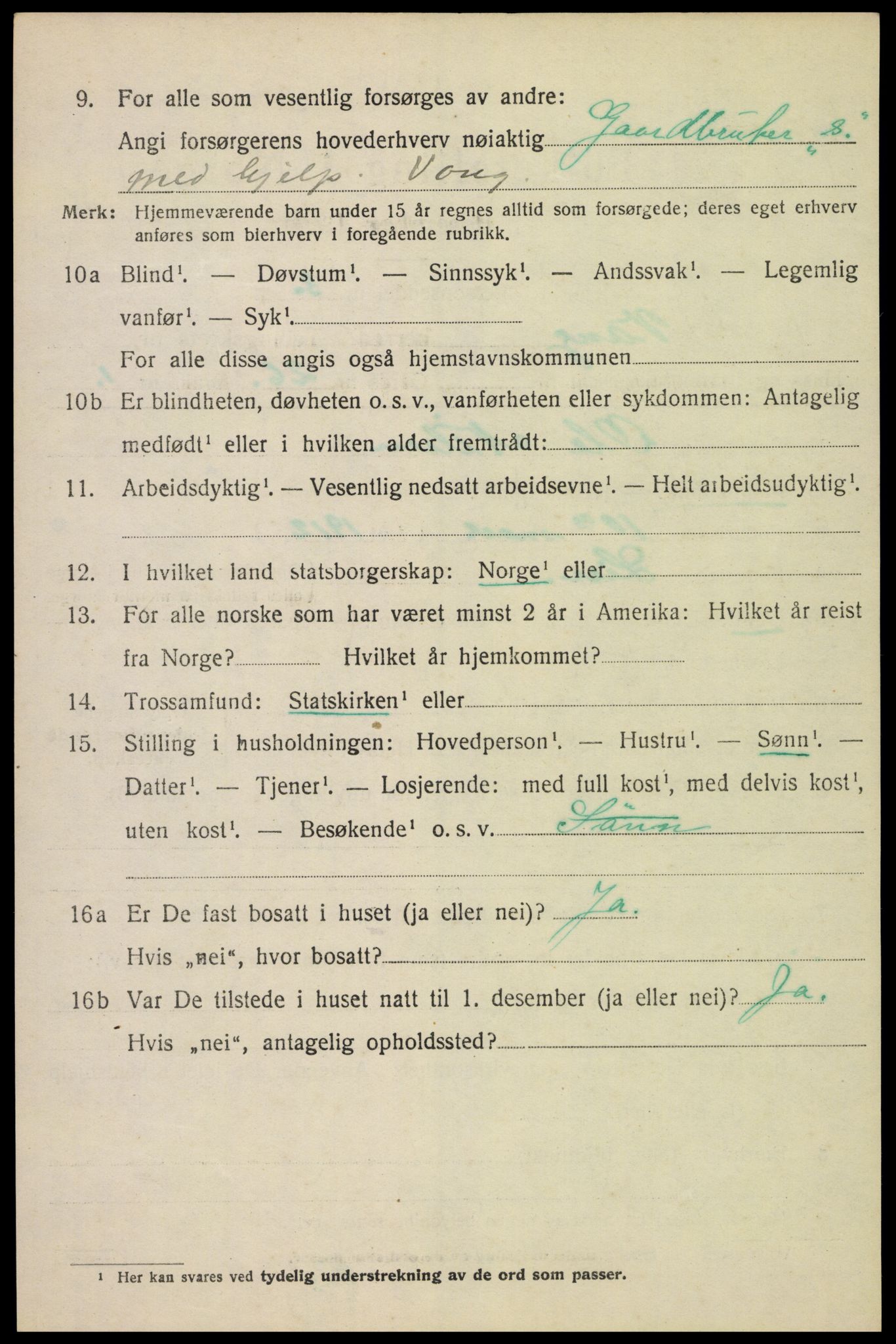 SAH, 1920 census for Vang (Hedmark), 1920, p. 14148