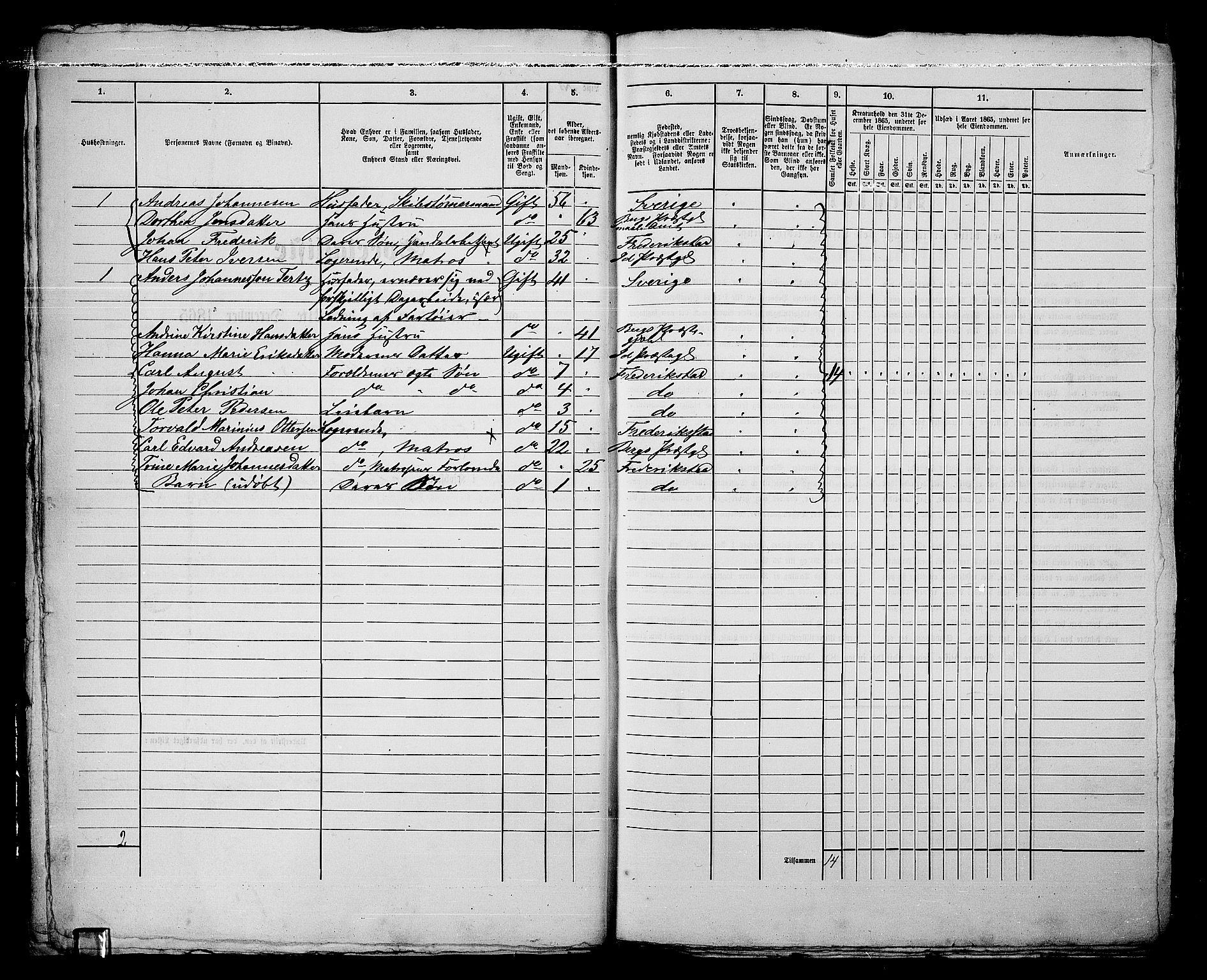 RA, 1865 census for Fredrikshald, 1865, p. 432