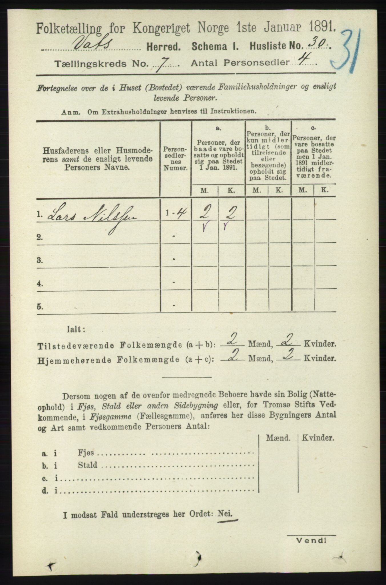 RA, 1891 census for 1155 Vats, 1891, p. 1089