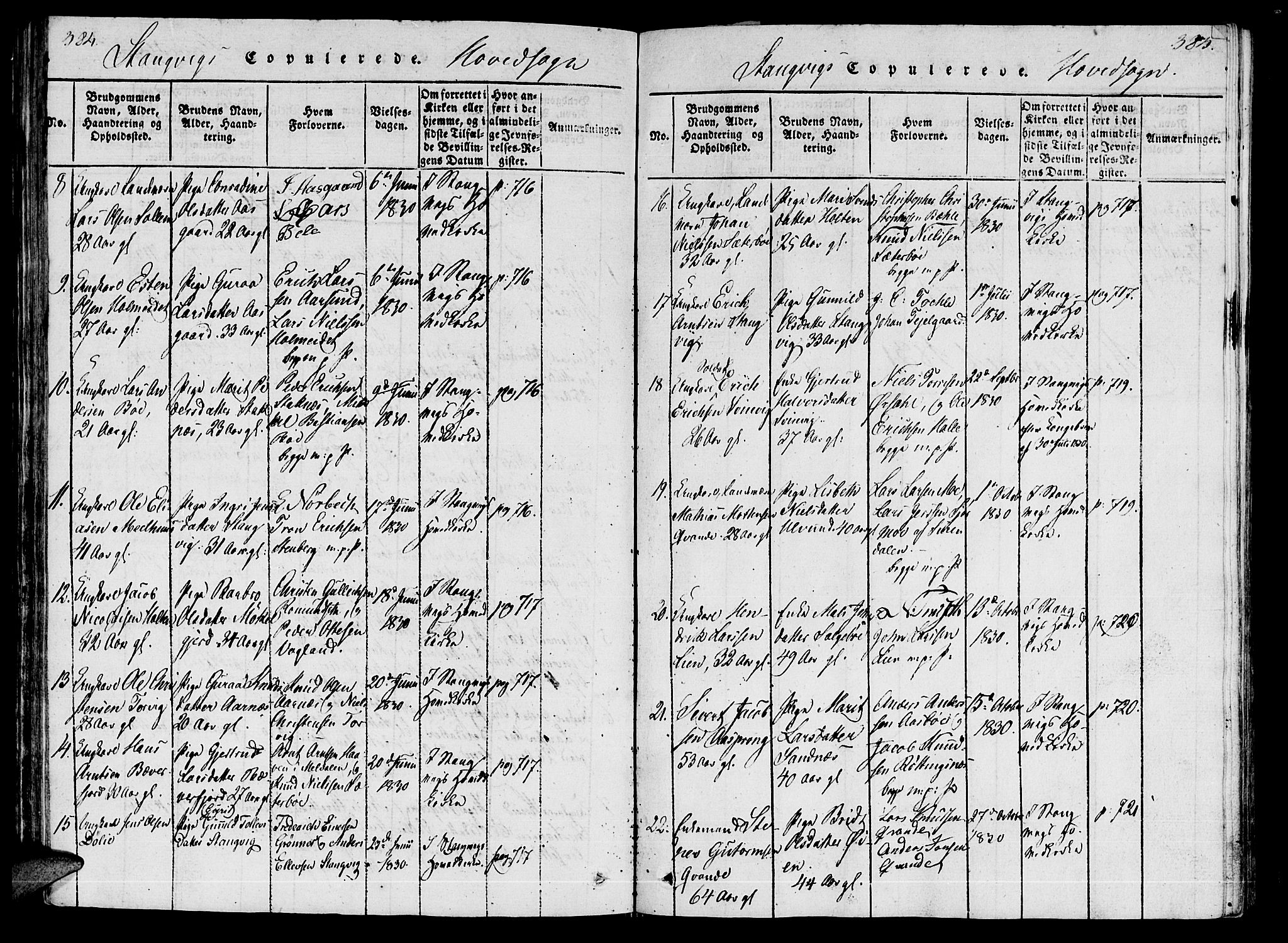 Ministerialprotokoller, klokkerbøker og fødselsregistre - Møre og Romsdal, AV/SAT-A-1454/592/L1023: Parish register (official) no. 592A02, 1820-1830, p. 384-385