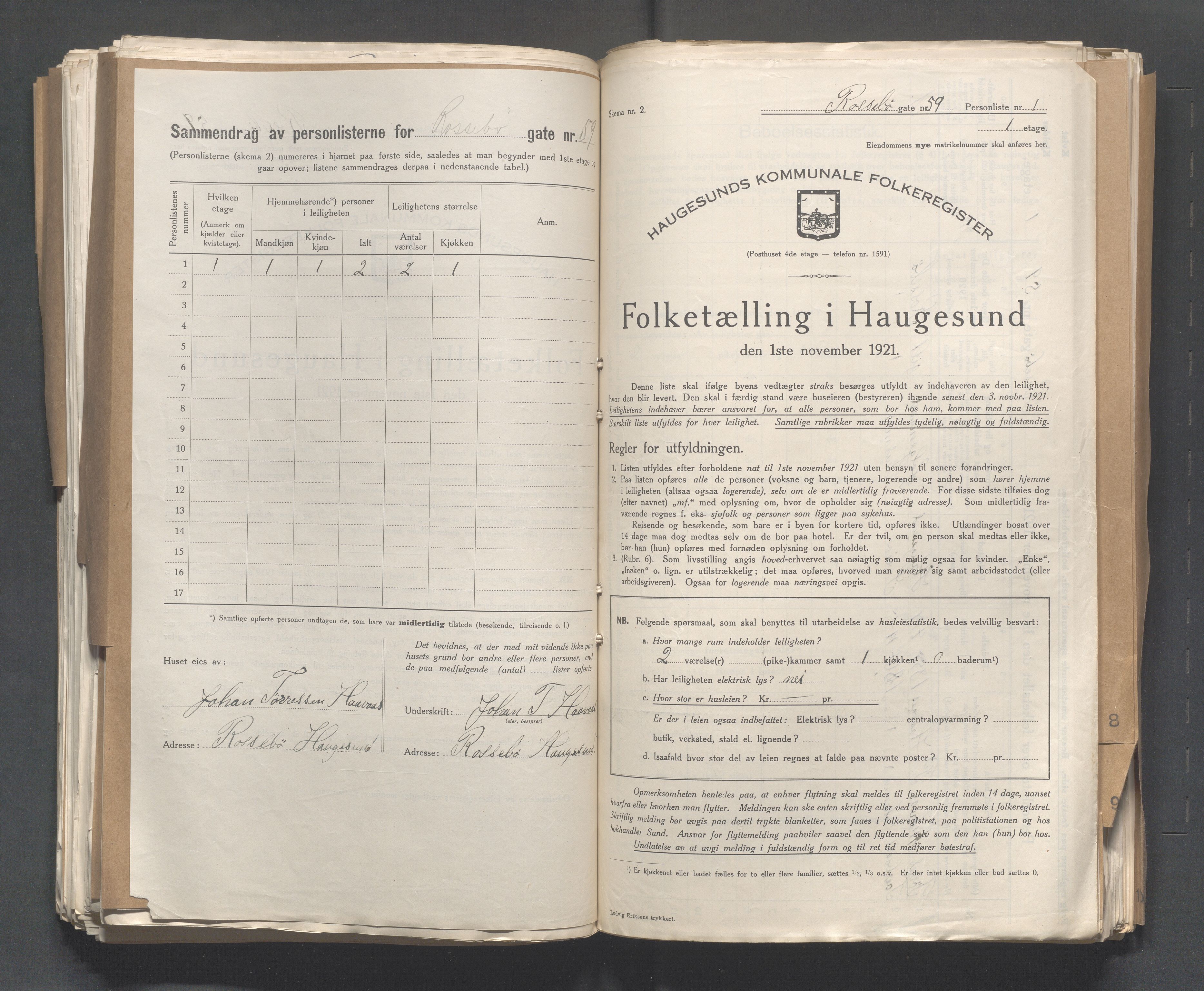 IKAR, Local census 1.11.1921 for Haugesund, 1921, p. 3429